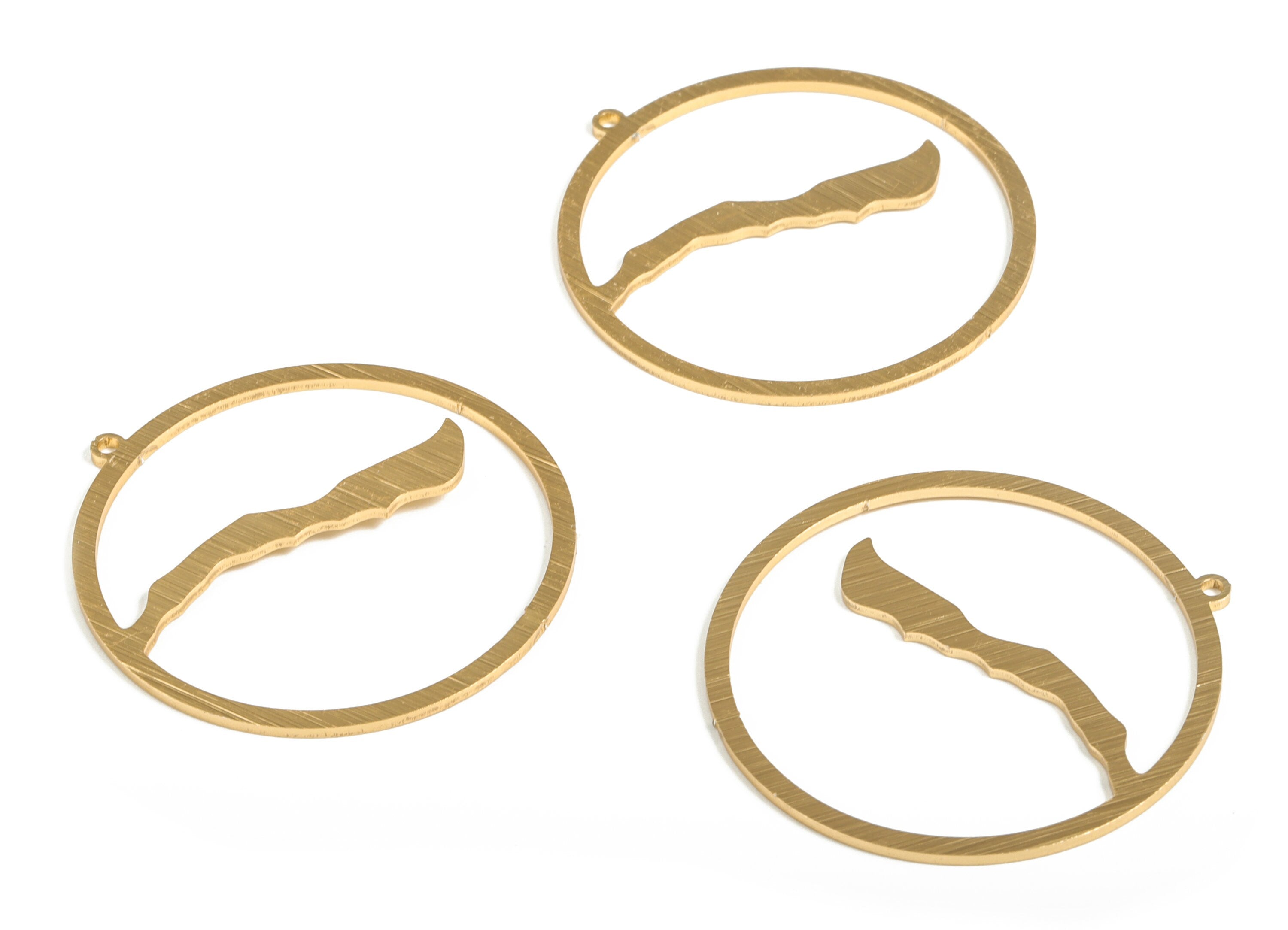 Aluminum Round Earring Charms - Aluminum Circle Pendant - Anodized Aluminium Charms - Gold Tone Plated - 41.04x39.95x1.14mm - AA1153C - DOMEDBAZAAR