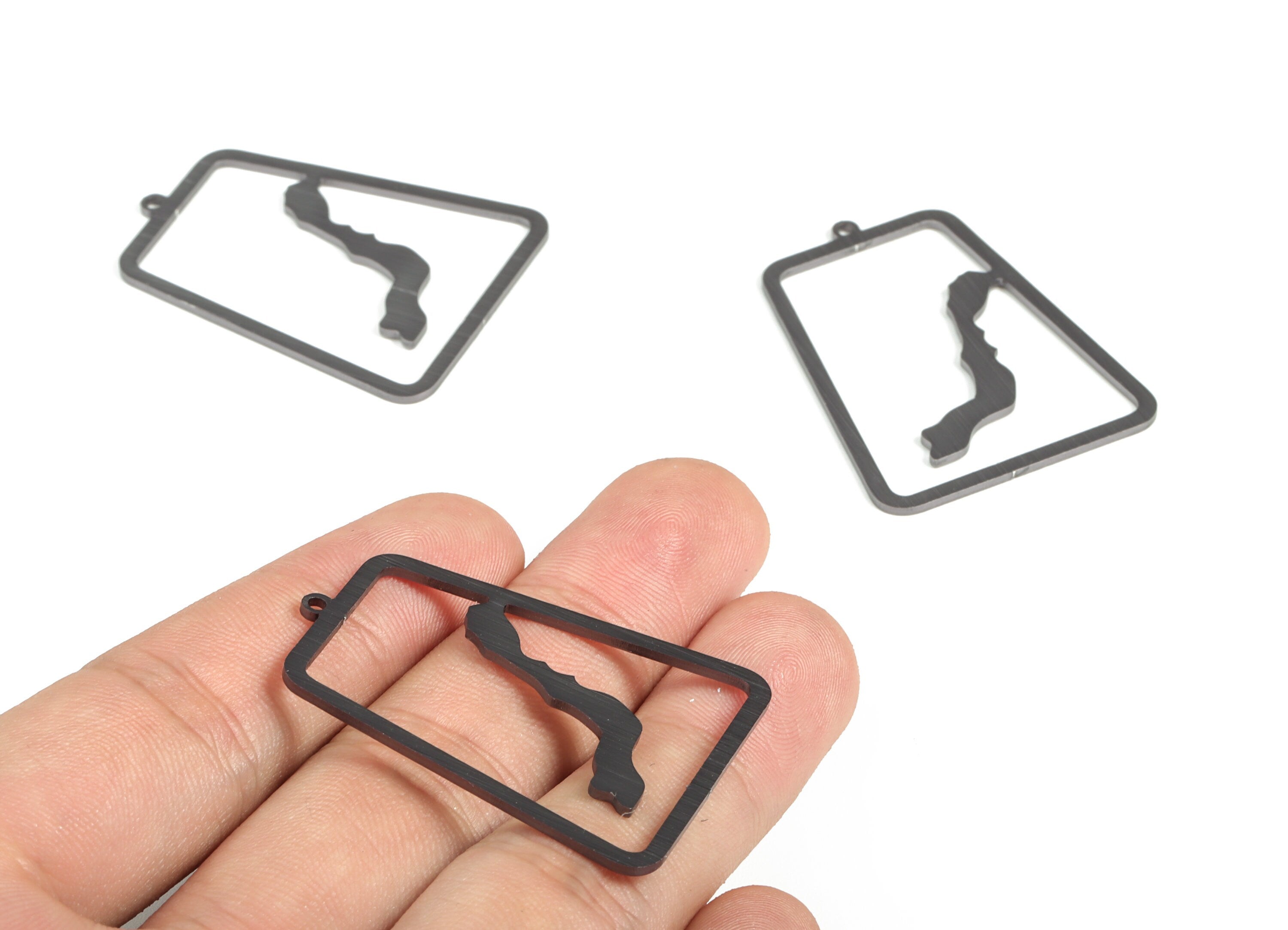 Aluminum Rectangle Earring Charms - Aluminum Rectangle Pendant - Anodized Aluminium Charms - Black Plated - 41.24x31.22x1.09mm - AA1155A - DOMEDBAZAAR