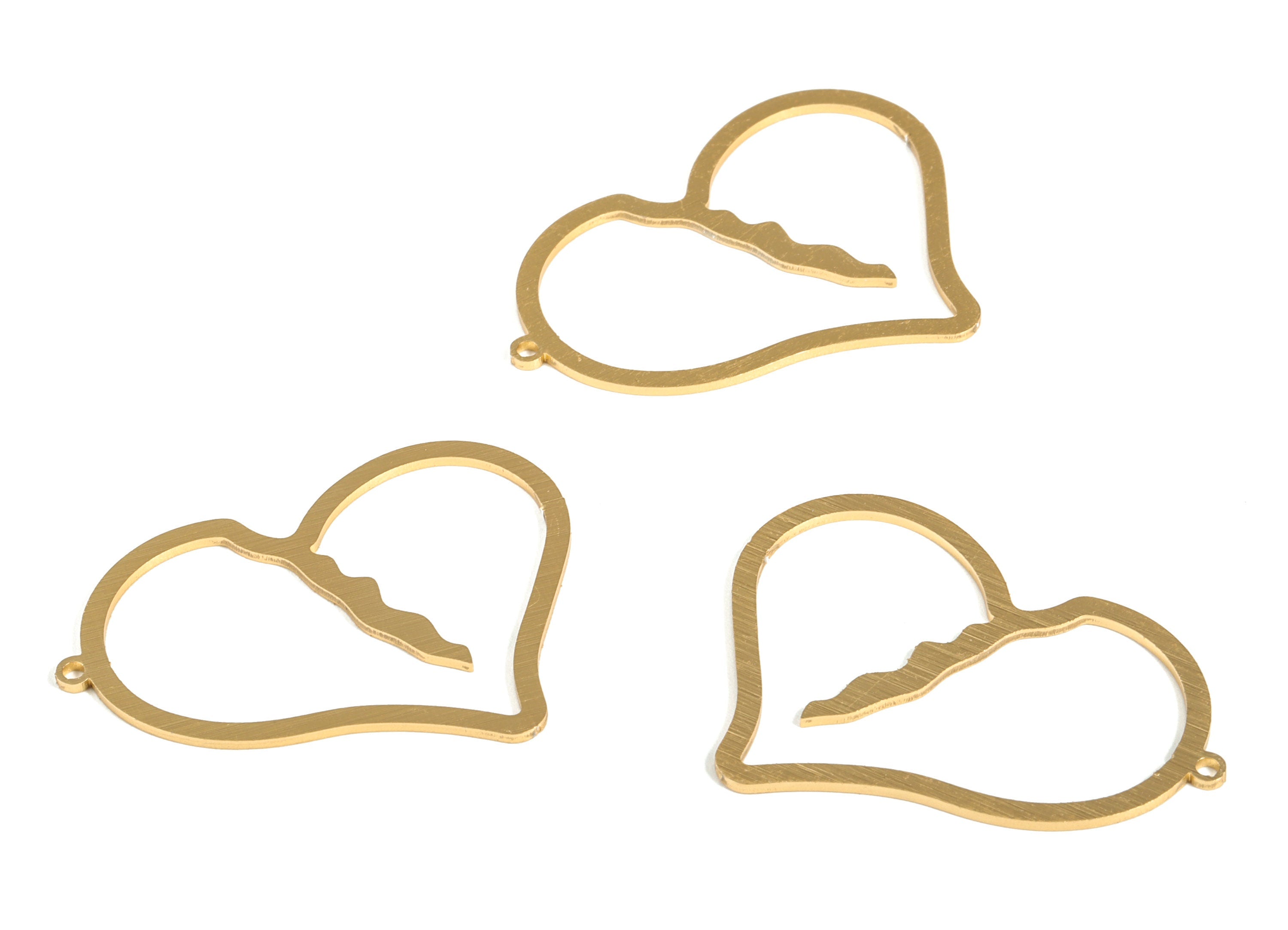 Aluminum Heart Earring Charms - Aluminum Heart Pendant - Anodized Aluminium Charms - Gold Tone Plated - 42.72x36.53x1.02mm - AA1157C - DOMEDBAZAAR