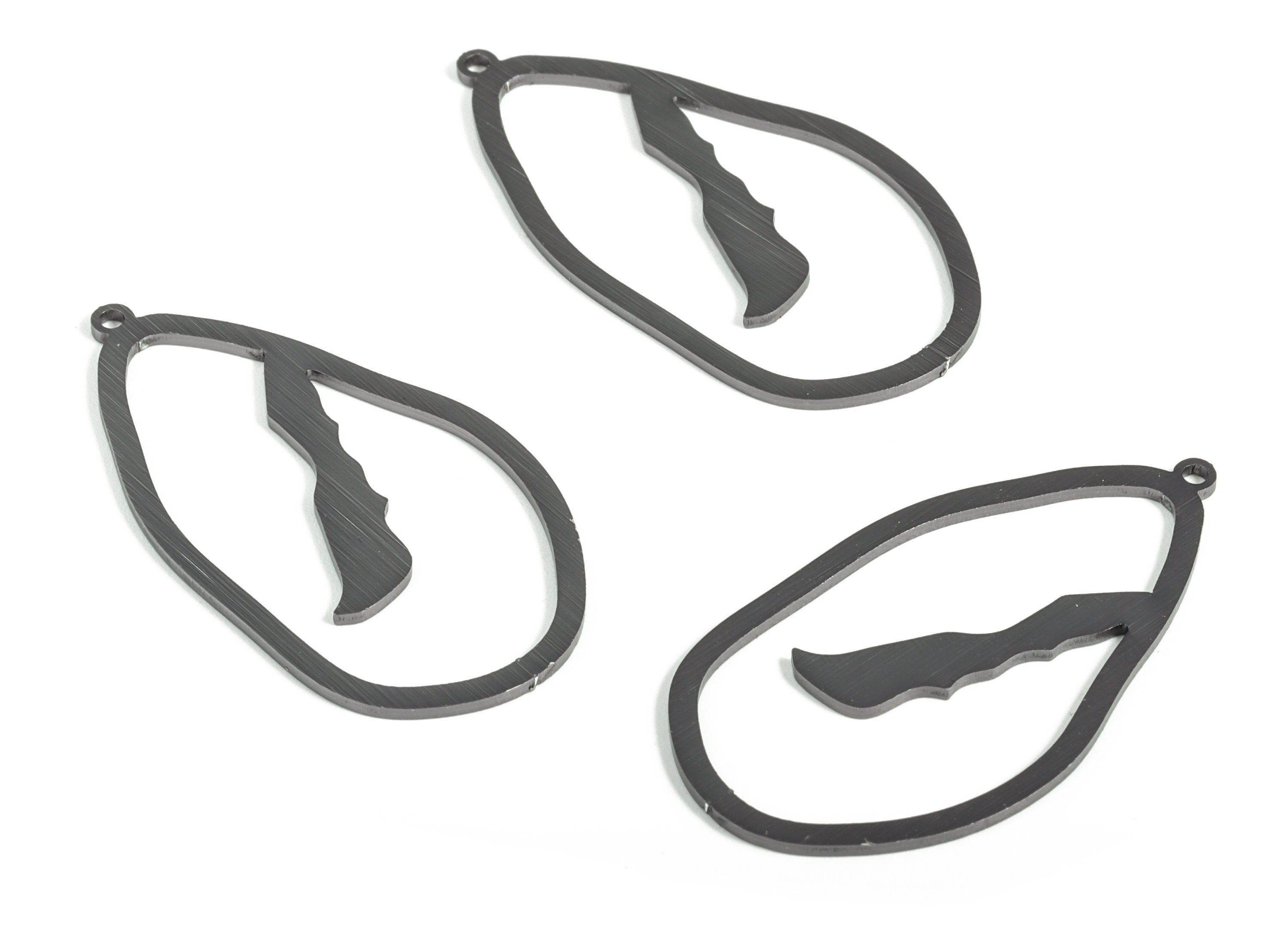 Aluminum Drop Earring Charms - Aluminum Drop Pendant - Anodized Aluminium Charms - Black Plated - 44.09x23.46x1.09mm - AA1158A - DOMEDBAZAAR