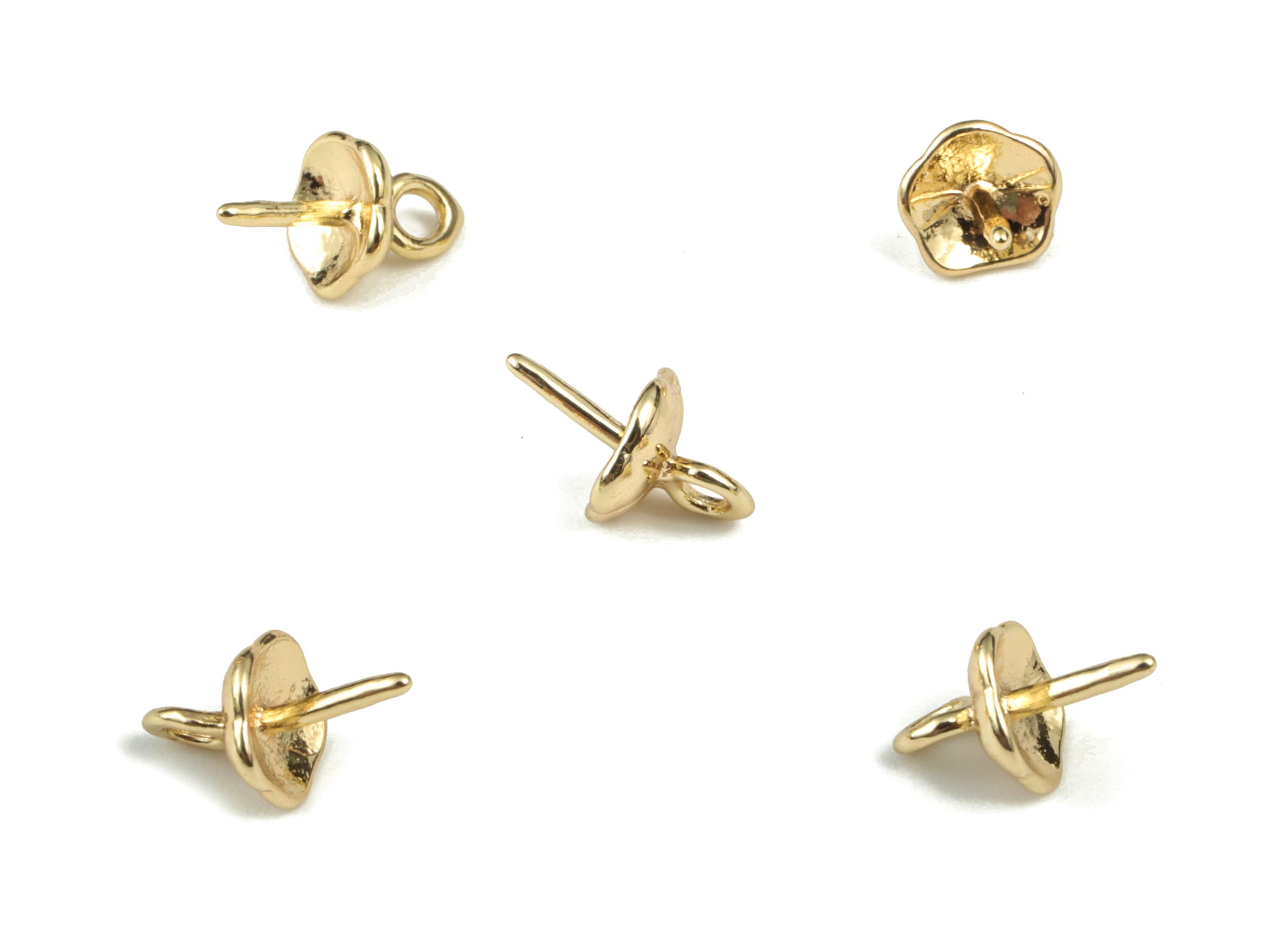Drilled Bead Cap – Peal Cap for Jewelry Making Supplies – DIY Jewelry Findings – 18 K Real Gold Plated Brass – 9.46x5.62x0.88mm – RGP2803 - DOMEDBAZAAR