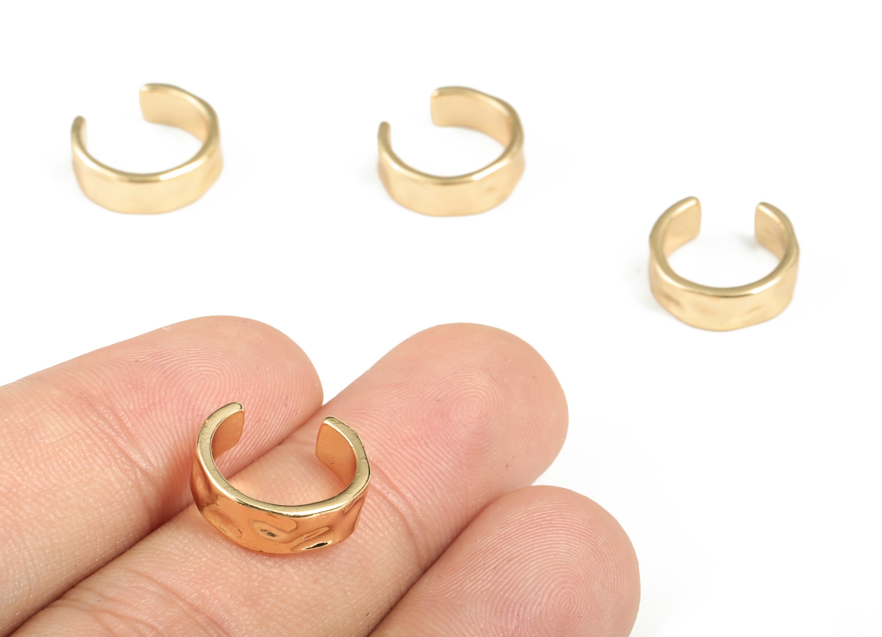 Brass Thick Ear Cuff - No Piercing Ear cuff – Earring Gold Jewelry - Non Pierced Gold Fake Piercing - 13.27 x 12.65 x 1.38mm - RGP2832 - DOMEDBAZAAR