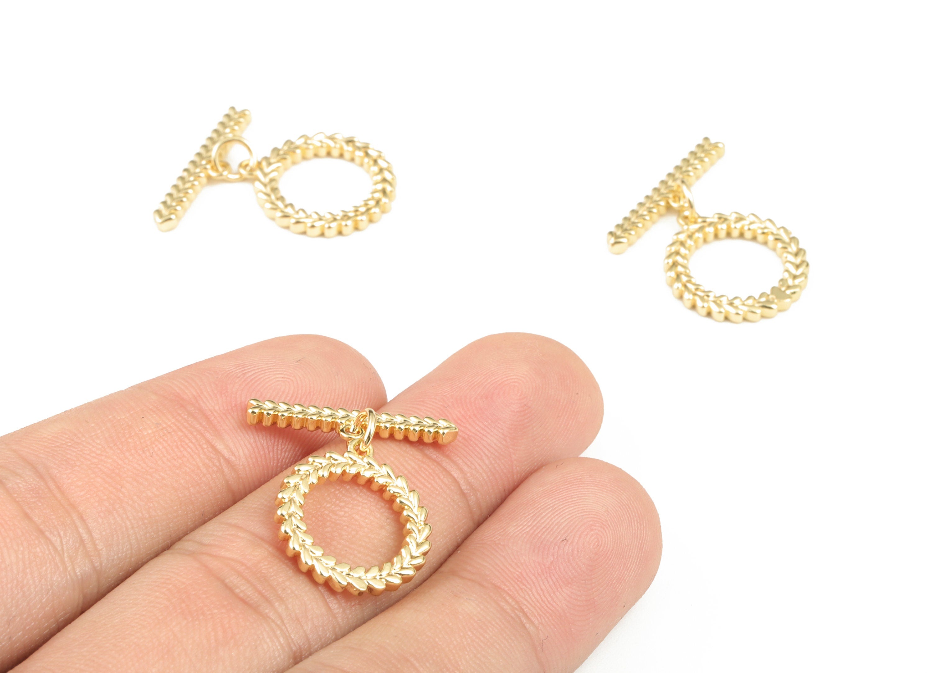 18k Gold Clasps - Toggle Jewelry Clasp - 18K Real Gold Plating Brass DIY Jewelry Making Supplies - 23.77 × 21.07 × 1.88mm - RGP2865 - DOMEDBAZAAR