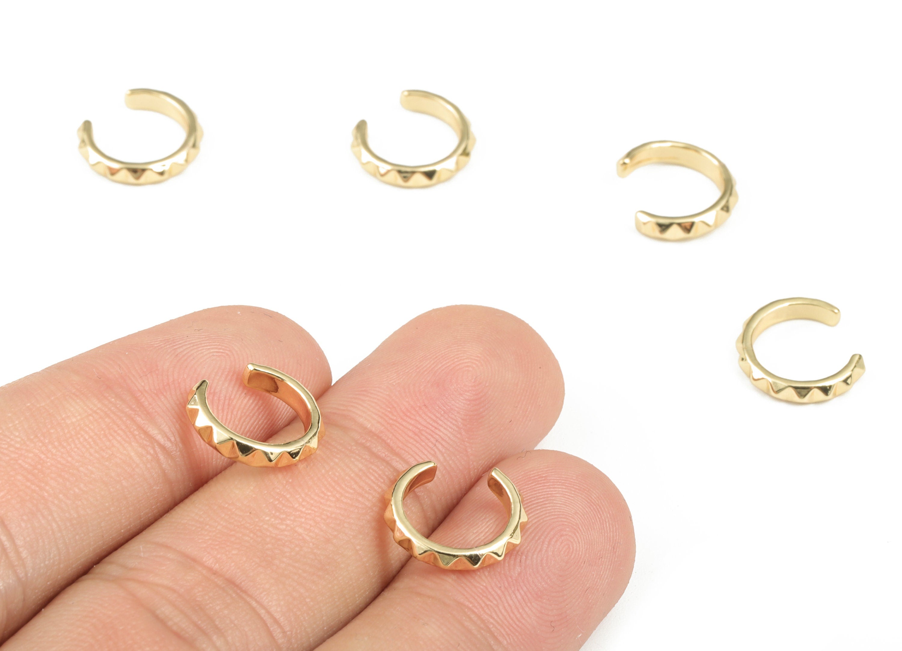 Brass Ear Cuff No Piercing - Ear Cuff – Earring Gold Cuffs - Ear Cuff Non Pierced - Fake Piercing Earring - 12.43x10.92x1.14mm - RGP2908 - DOMEDBAZAAR