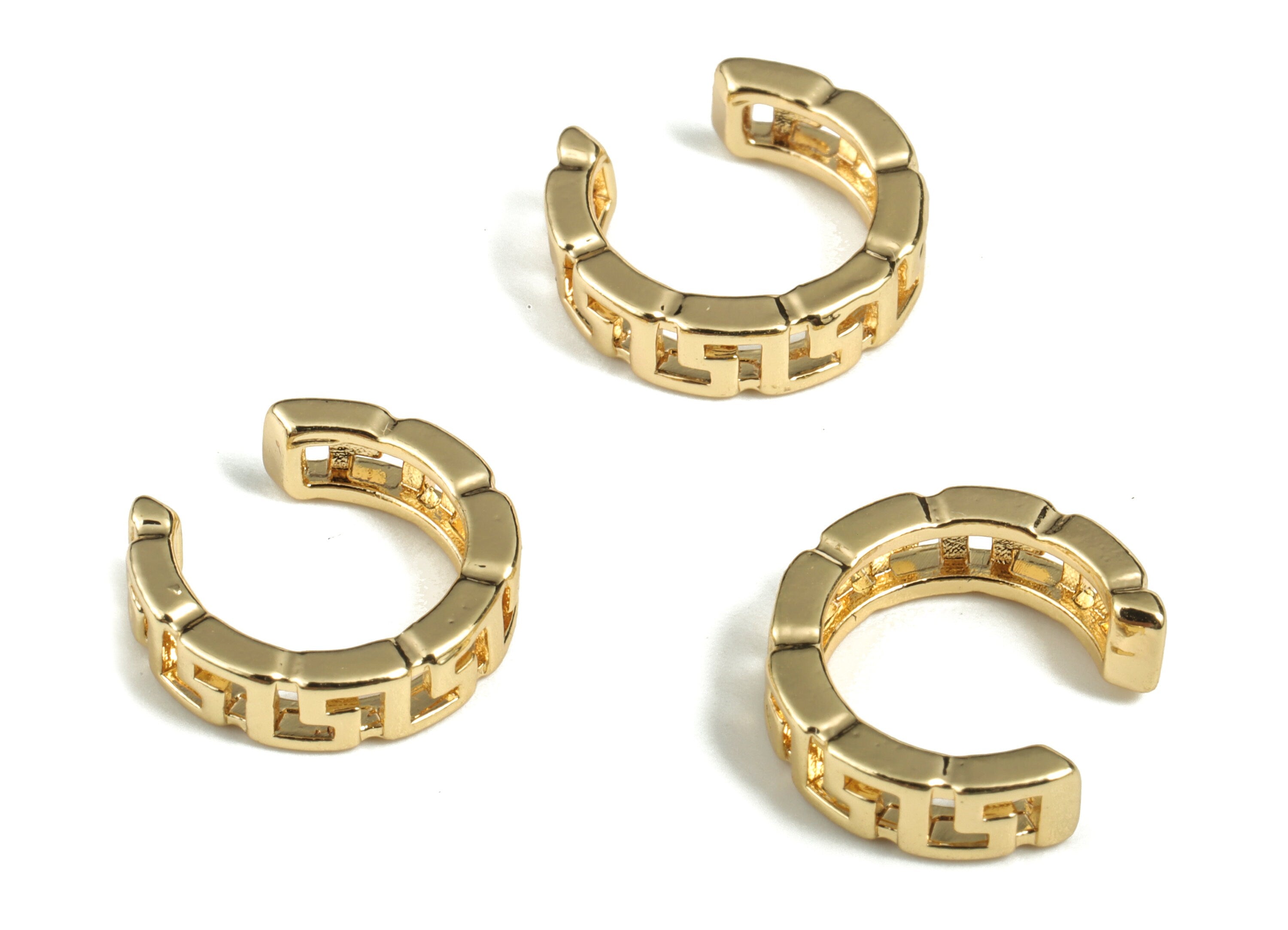 Brass No Piercing Ear Cuff - Gold Ear Cuff – Round Ear Cuff - Piercing Free Earring - Gold Earring - 13.13x12.32x1.78mm - RGP2910 - DOMEDBAZAAR