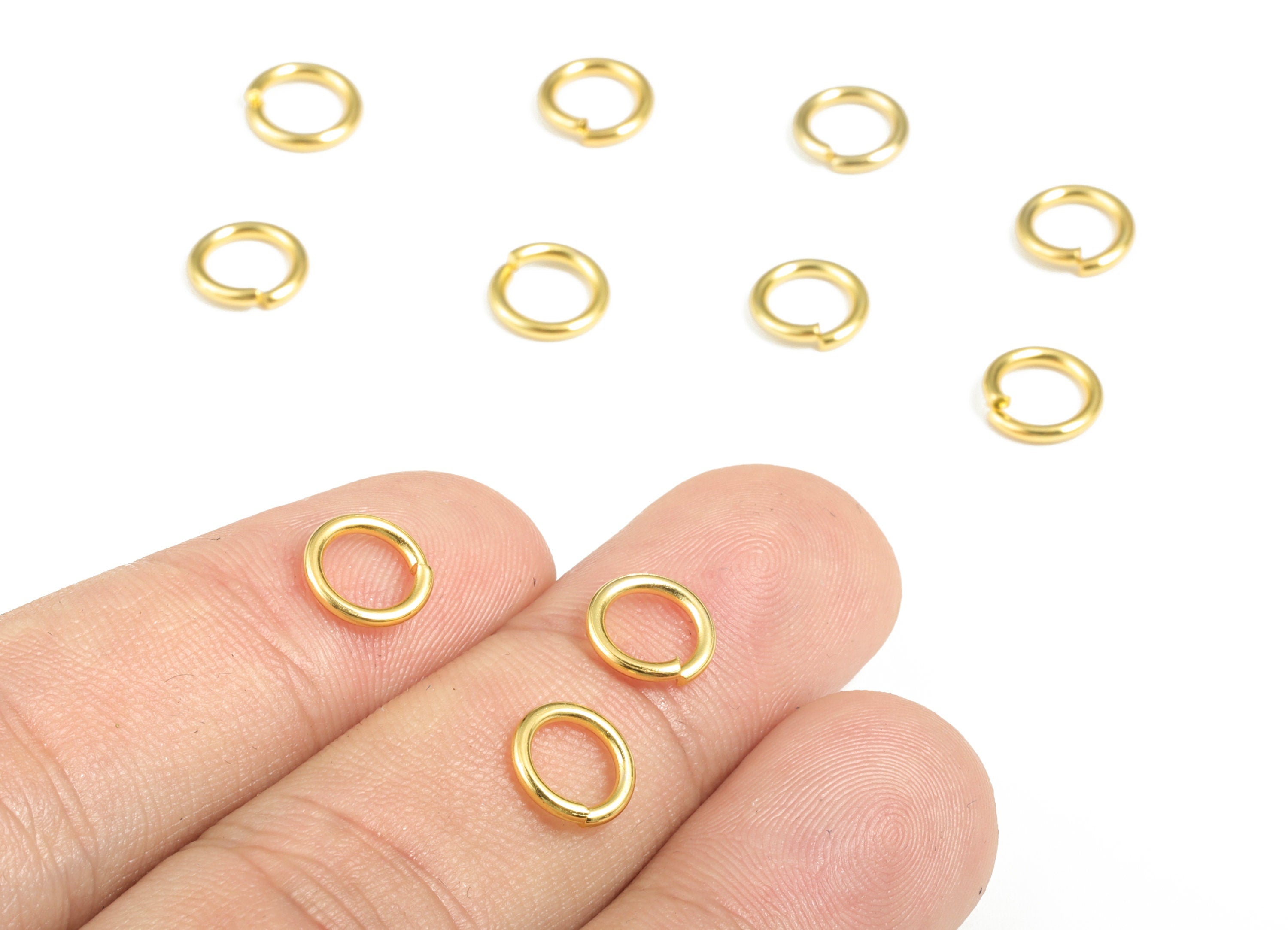 Brass Open 1.2x8 Jump Rings - Gold Tone Plated - Brass Open Jump Rings - Jewelry Making Supplies -8.09x8.09x1.21mm - PP1585G - DOMEDBAZAAR
