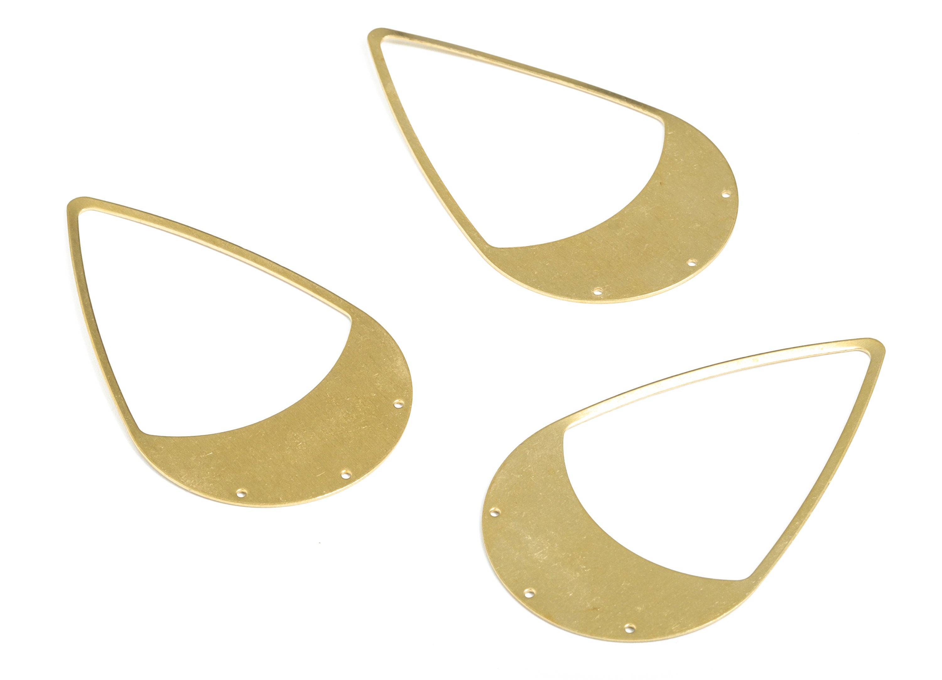 Brass Tear Drop Earring Connector - Raw Brass Drop Pendant - Tear Necklace Charms - Jewelry Supplies – 58.76x35.01x0.63mm - PP3769 - DOMEDBAZAAR