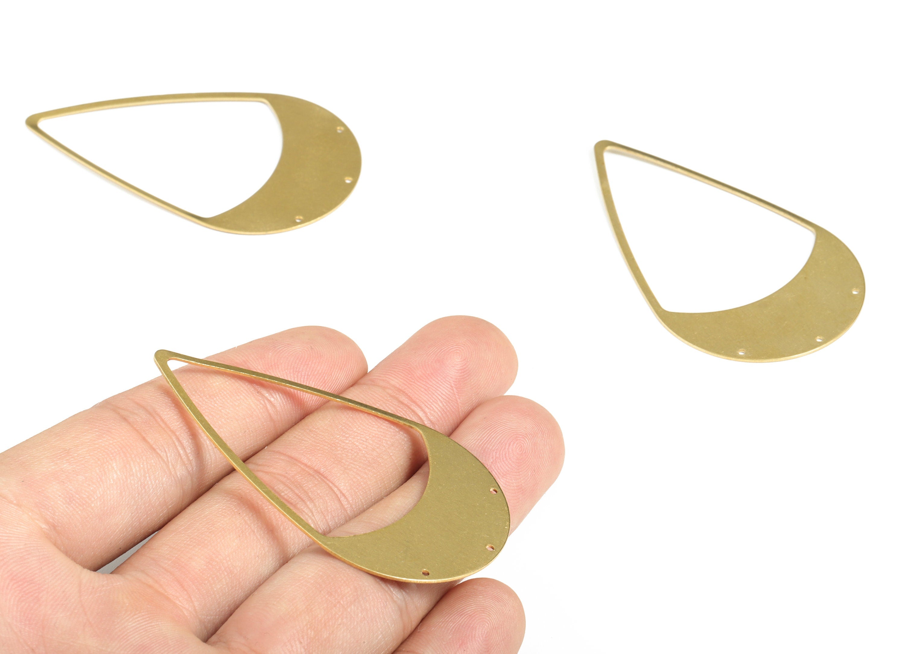 Brass Tear Drop Earring Connector - Raw Brass Drop Pendant - Tear Necklace Charms - Jewelry Supplies – 58.76x35.01x0.63mm - PP3769 - DOMEDBAZAAR