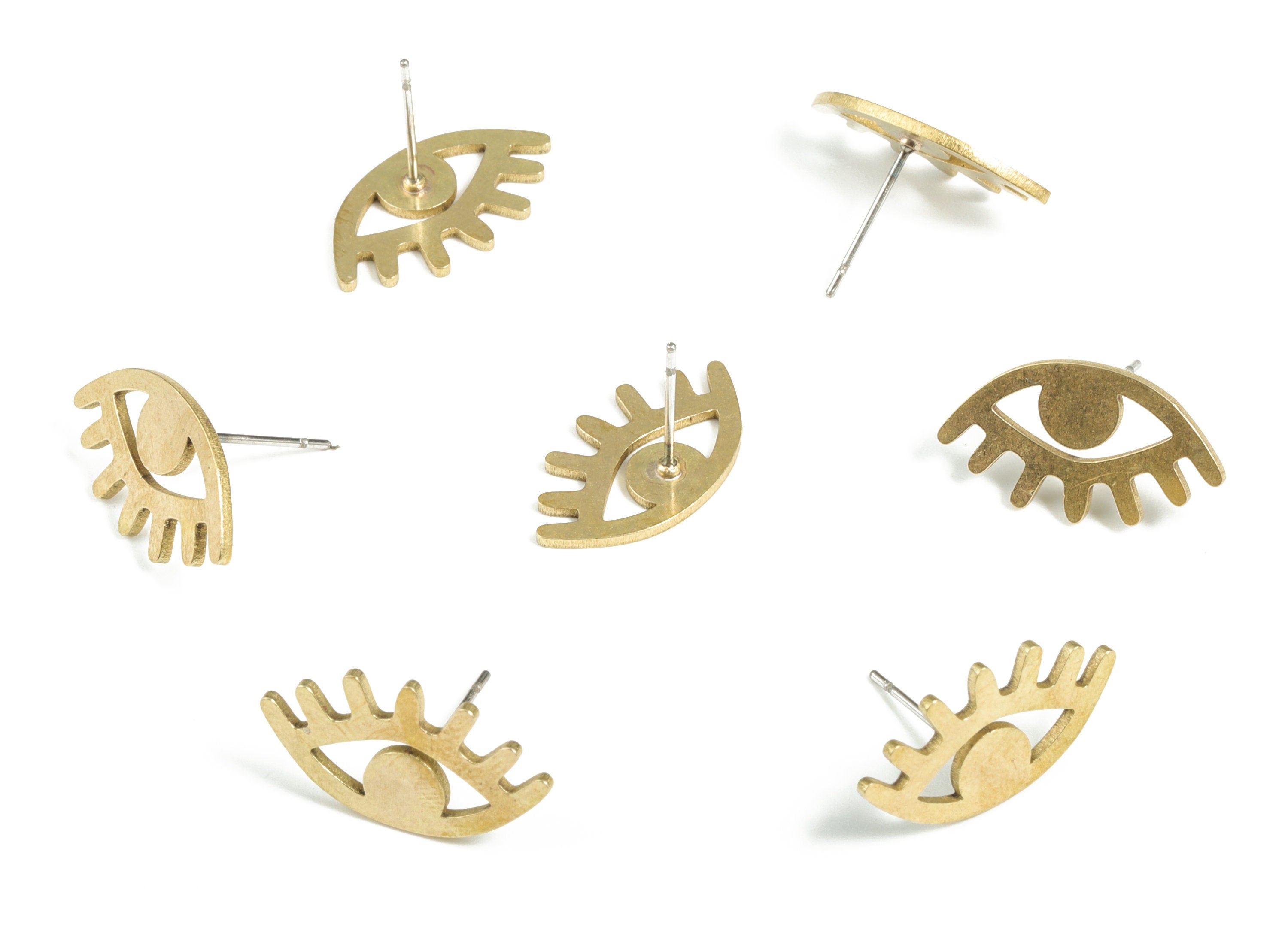 Raw Brass 316 Surgical Stainless Steel Stud – Brass Eye Earring Stud -Jewelry Making Supplies – 20.10x11.18x1.00mm - PP3773 - DOMEDBAZAAR
