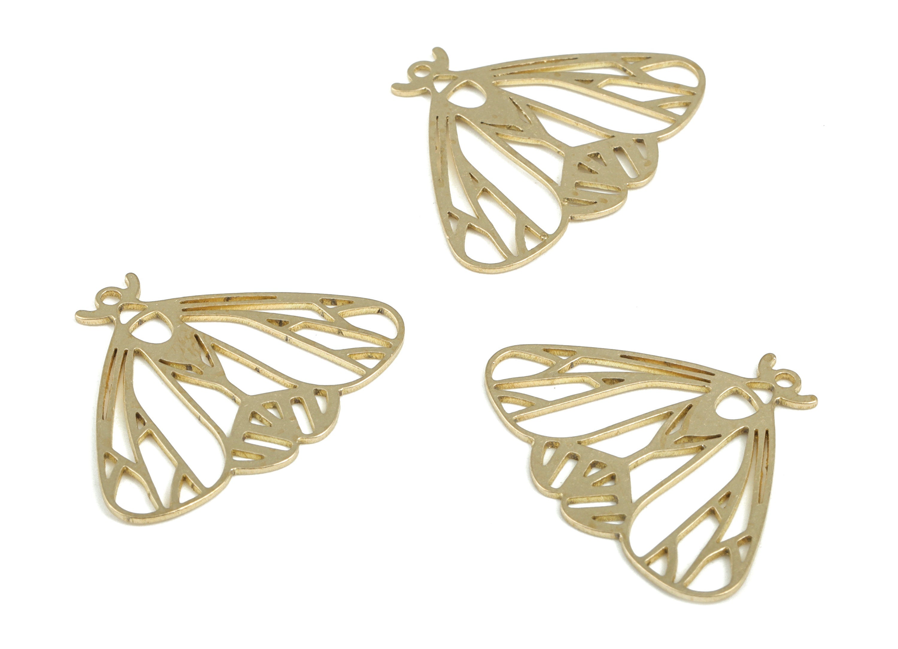 Brass Hollow Butterfly Earring Charms - Raw Brass Butterfly Pendant - Earring Findings - Jewelry Making Supplies - 27.3x21.4x0.6mm - PP3779 - DOMEDBAZAAR
