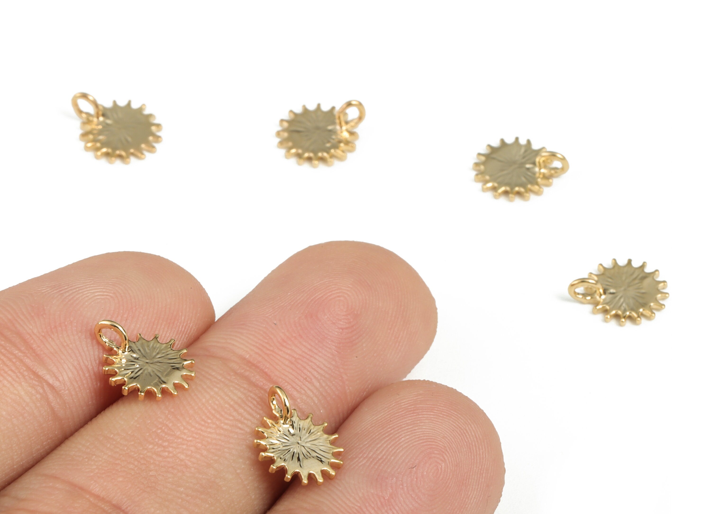 Brass Sun Earring Charms - Gold Sun Pendant - 18K Real Gold Plated Brass – Jewelry Making Supplies - 10.48x8.62x1.08mm - RGP2811 - DOMEDBAZAAR