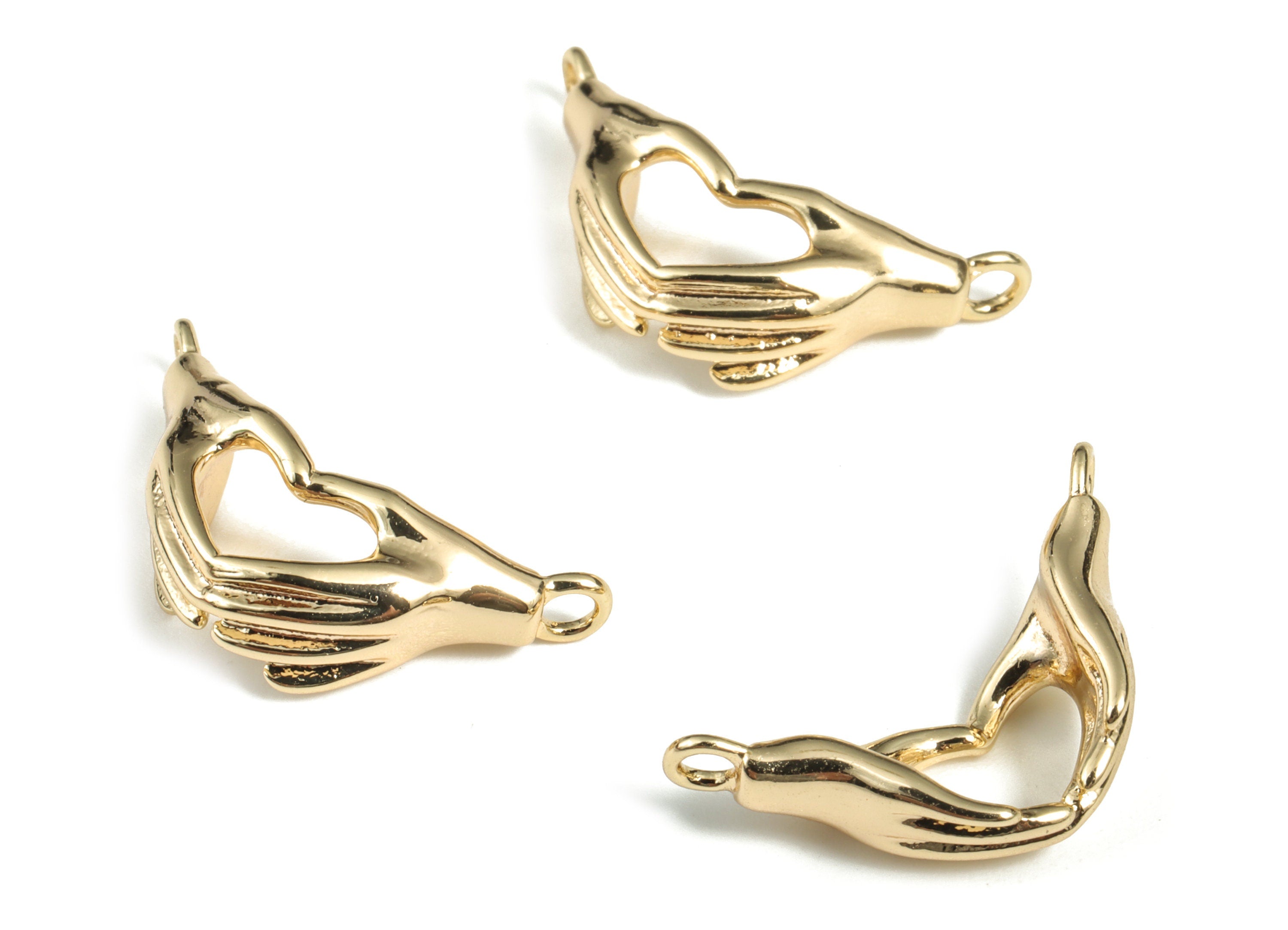 Brass Love Hands Pendant - 18K Real Gold Plated Brass Love Pendant - Heart in Hands - Jewelry Making Supplies - 21.21x11.25x1.51 - RGP2813 - DOMEDBAZAAR