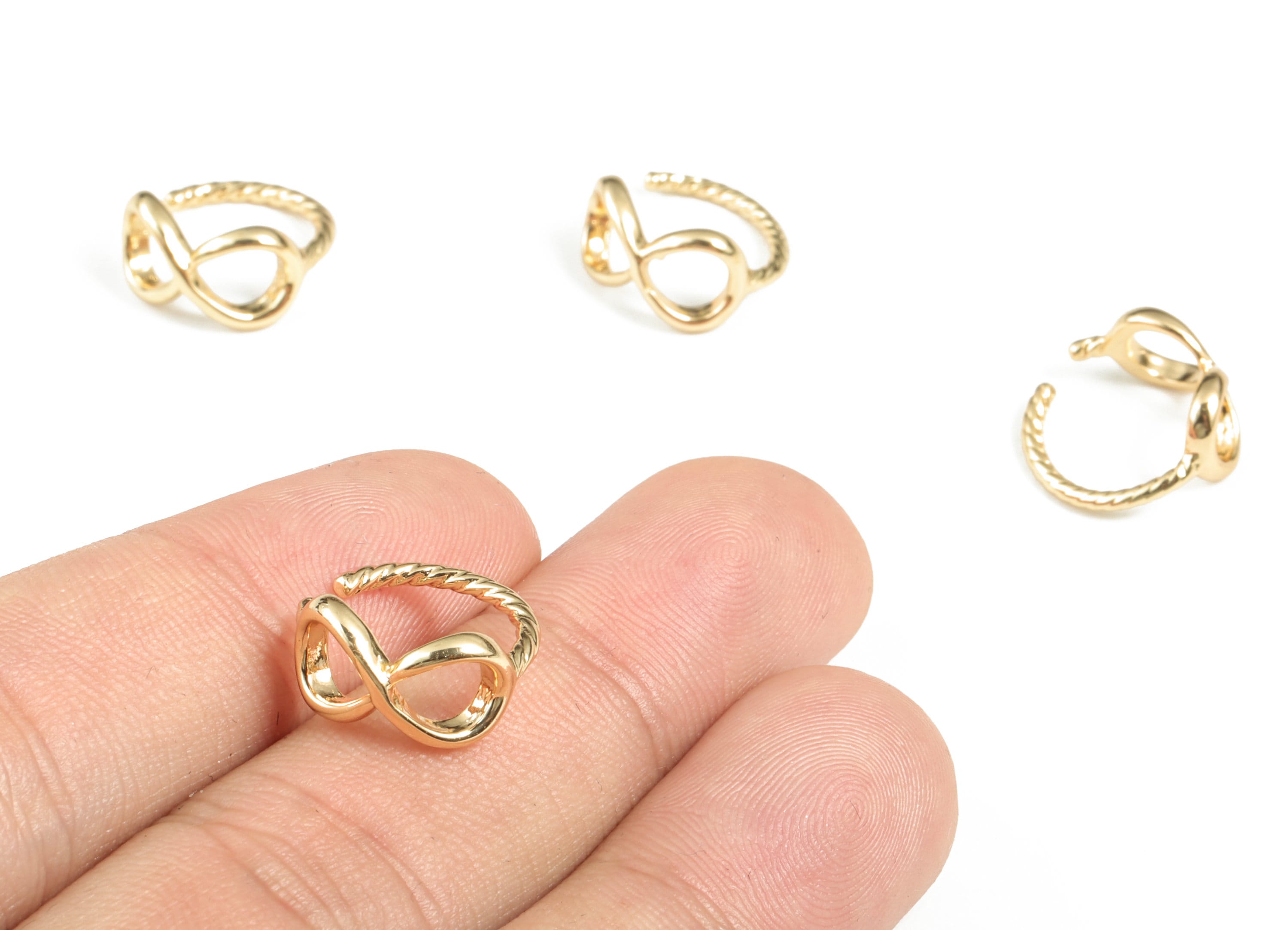 Brass Infinity Eyes Cuff Jewelry Charm - 18K Real Gold Plated Brass - Earring Findings - Jewelry Making Supplies – 14.67x14x2.2mm - RGP2824 - DOMEDBAZAAR