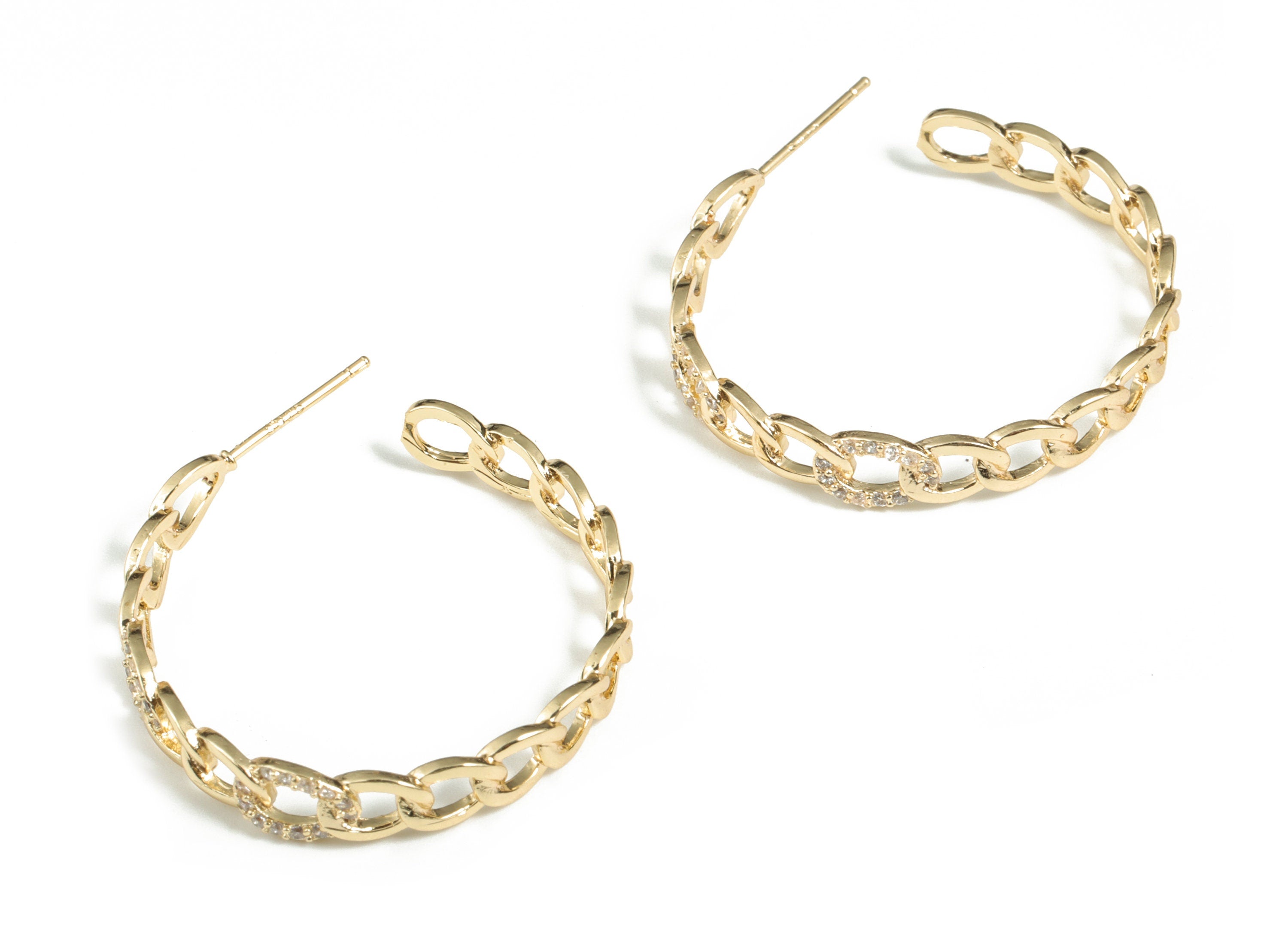 Brass 316 Surgical Stainless Steel Stud - Raw Brass Earring Post - 18K Real Gold Plated Brass - Jewelry Making -34.76x31.71x1.7mm - RGP2852 - DOMEDBAZAAR