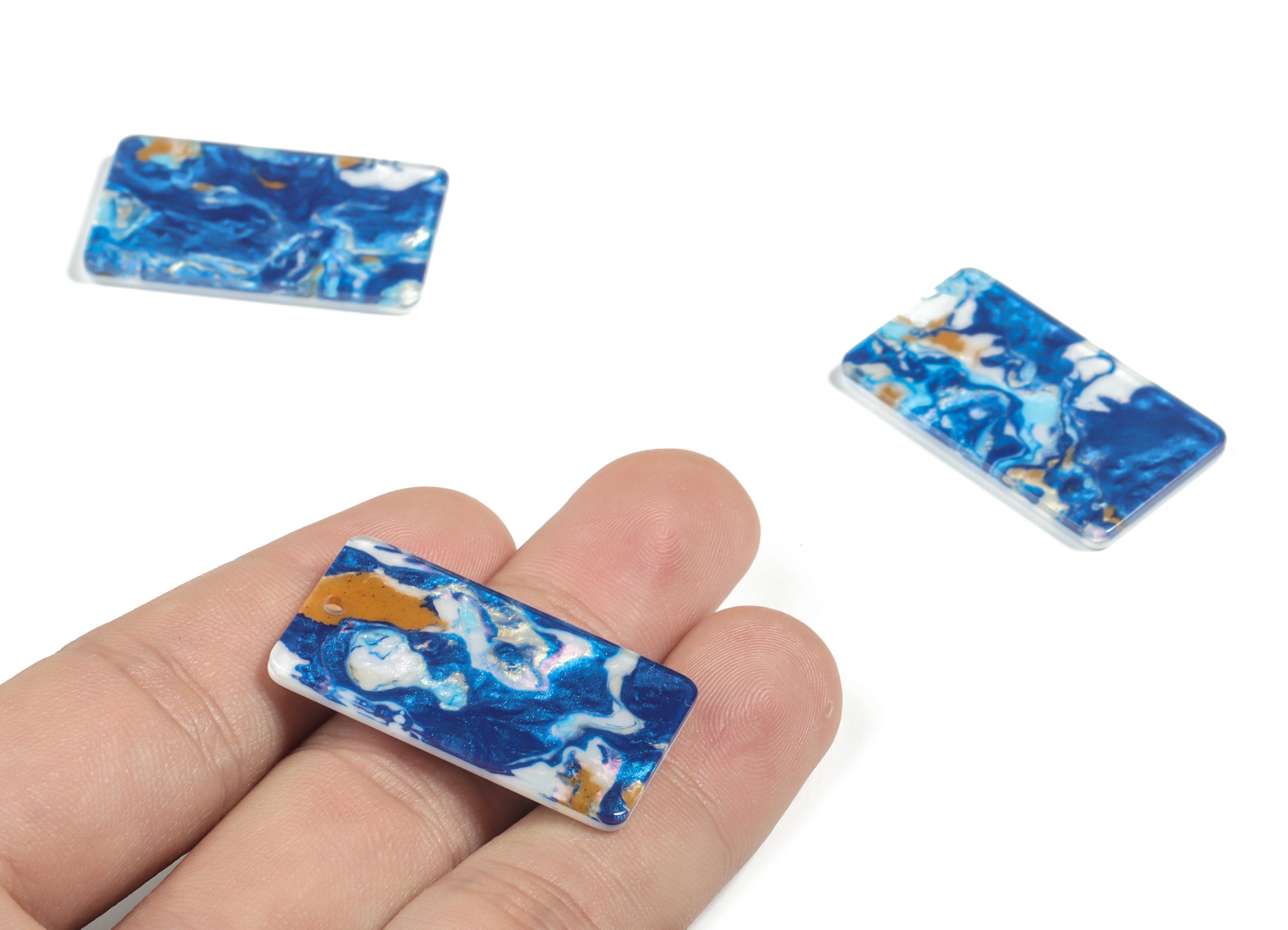 Acetate Rectangle Earring Charms - Rectangle Pendant - Jewelry Making Supplies - Color Code: A387 - 33.73x19.46x2.65mm - AC1217-A387 - DOMEDBAZAAR