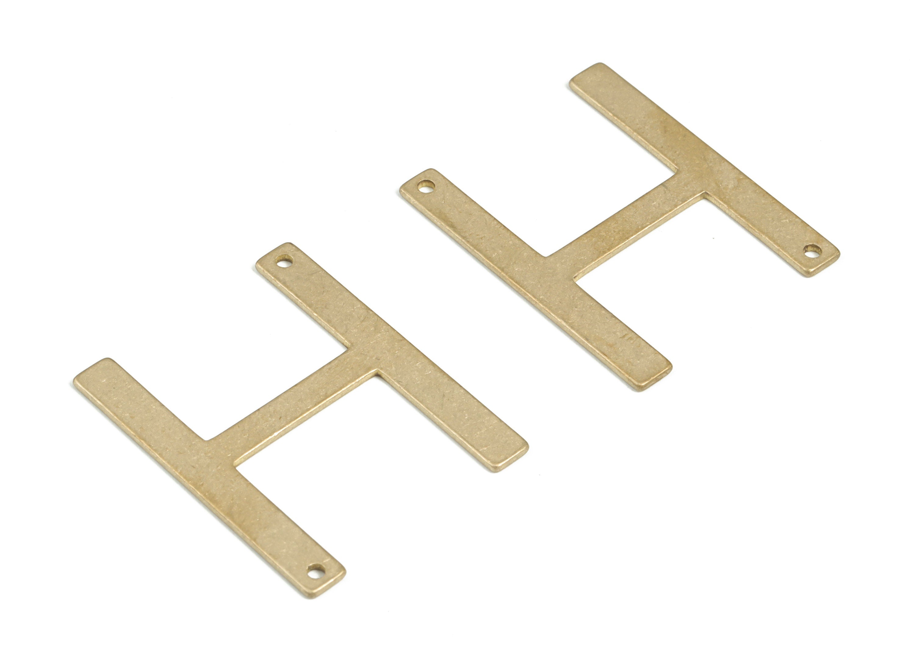 Brass Letter H Earring Connector - Raw Brass  Letter H Charms - Earring Findings - Jewelry Making Supplies - 32.81x25.97x1.17mm - PP3945 - DOMEDBAZAAR