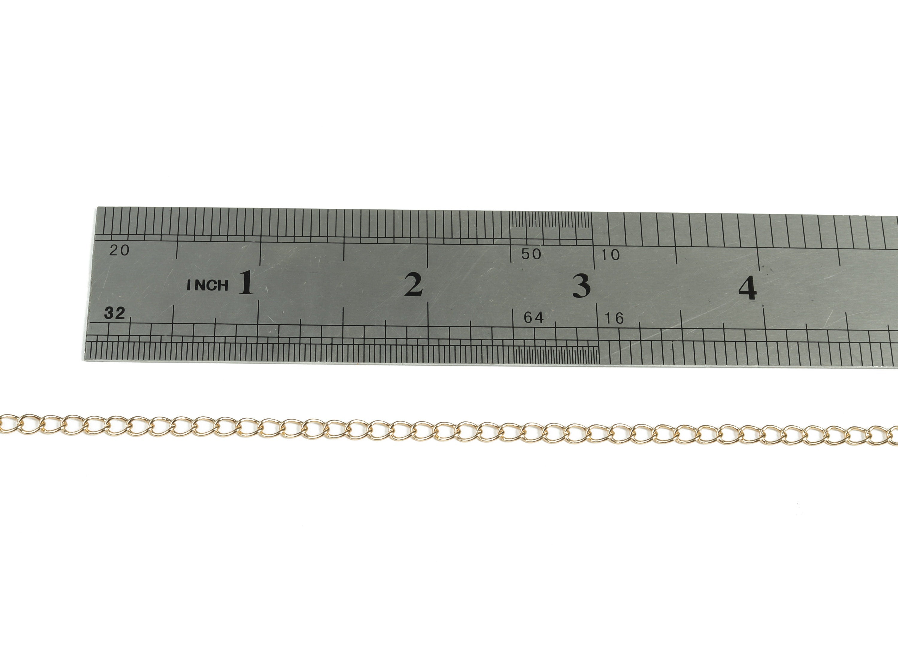 Gold Mini Curb Chain - 18K Real Gold Brass Thin Soldered Rectangle Oval Curb Chain - For Necklace Jewellery Making 0.16"x0.12"RGP3076 - DOMEDBAZAAR
