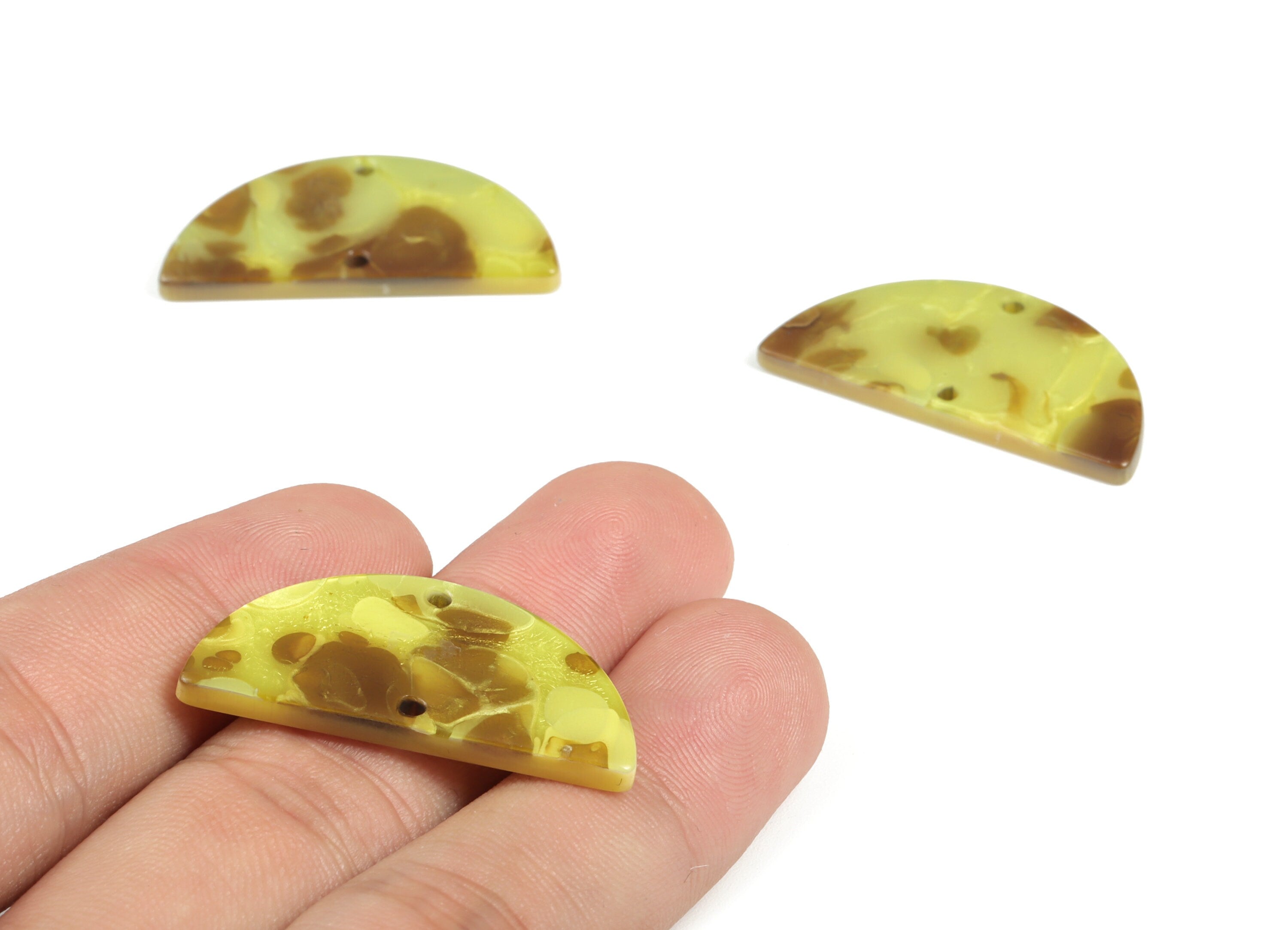 Acrylic Semicircle Earring Connectors - Acrylic Half Moon Charms - 2 Holes - Jewelry Supplies - Color Code:A619 - 34x17x2.5mm - AC1218-A619 - DOMEDBAZAAR