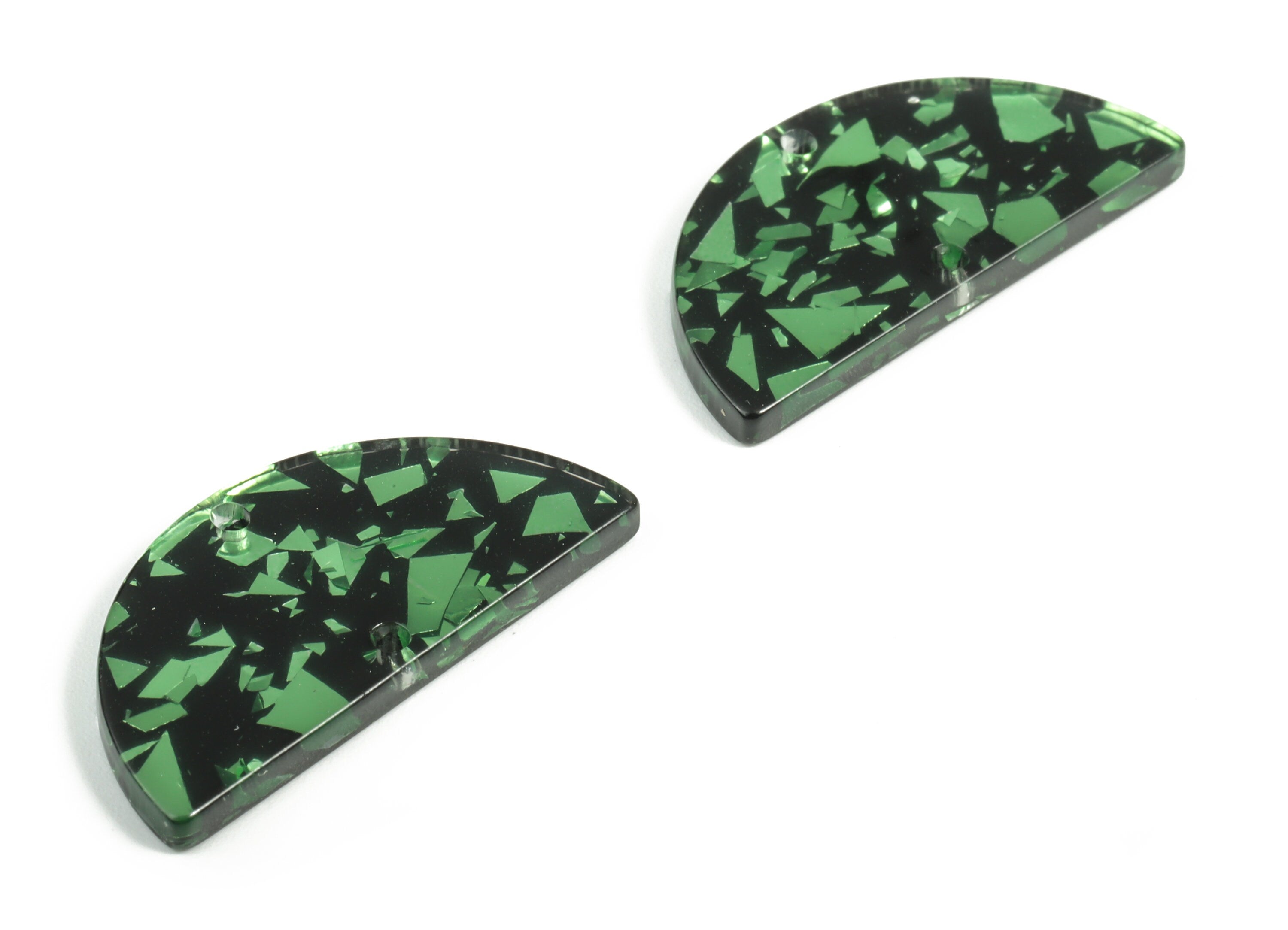 Acrylic Semicircle Earring Connectors - Acrylic Half Moon Charms - 2 Holes - Jewelry Supplies - Color Code:A635 - 34x17x2.7mm - AC1218-A635 - DOMEDBAZAAR