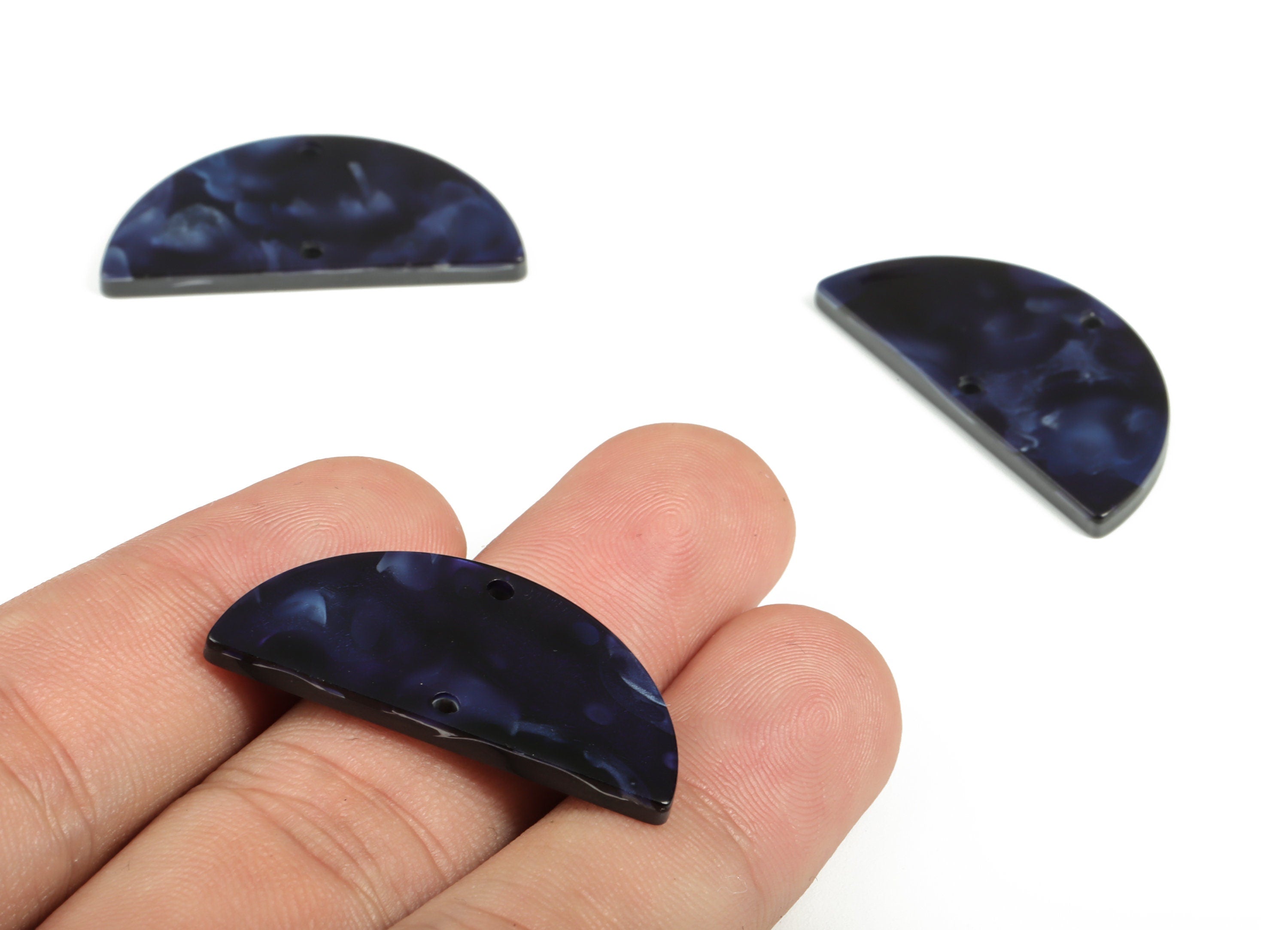 Acrylic Semicircle Earring Connectors - Acrylic Half Moon Charms - 2 Holes - Jewelry Supplies - Color Code:A634 - 34x17x2.5mm - AC1218-A634 - DOMEDBAZAAR