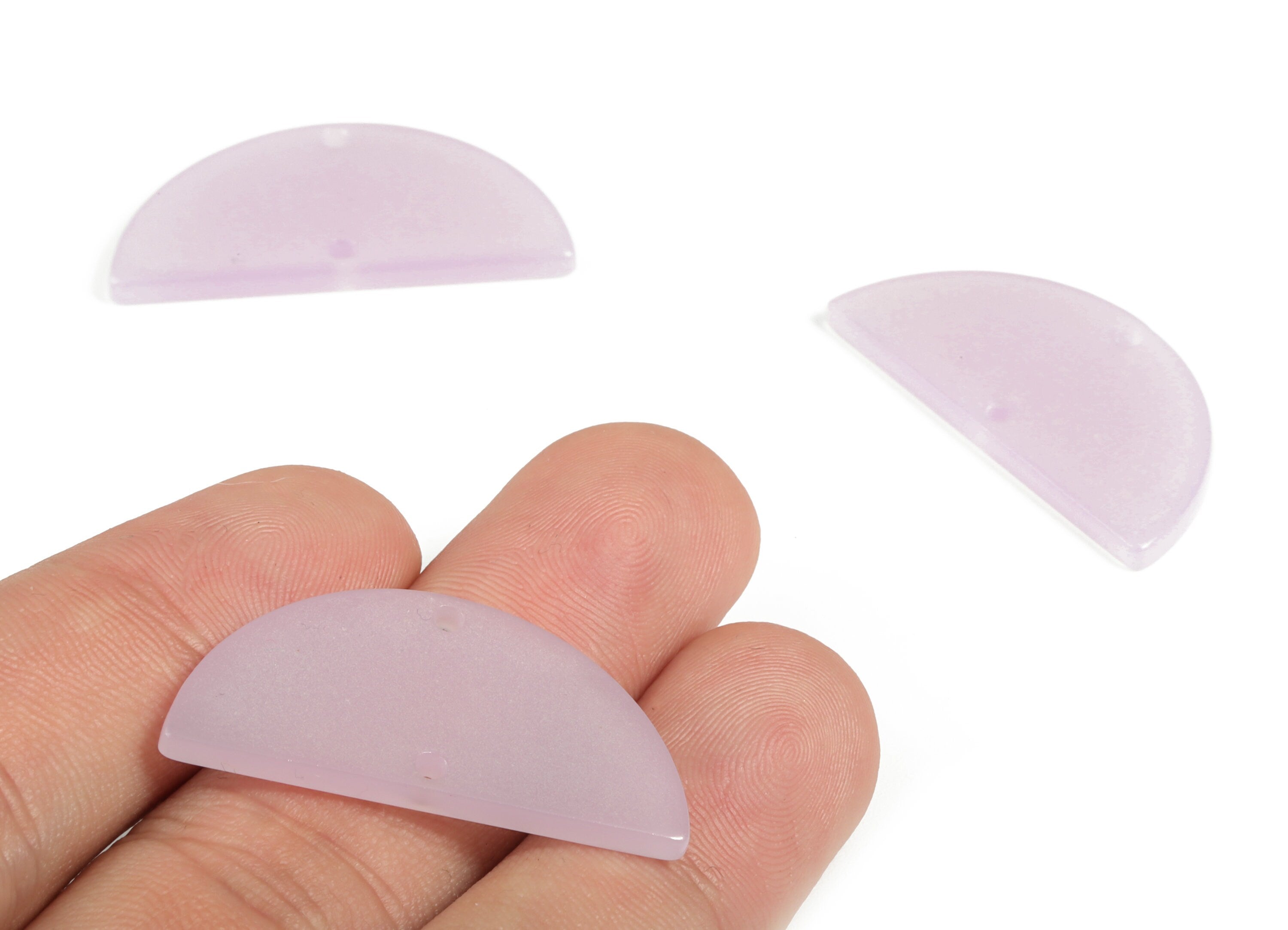 Acrylic Semicircle Earring Connectors - Acrylic Half Moon Charms - 2 Holes - Jewelry Supplies - Color Code:A613 - 34x17x2.2mm - AC1218-A613 - DOMEDBAZAAR