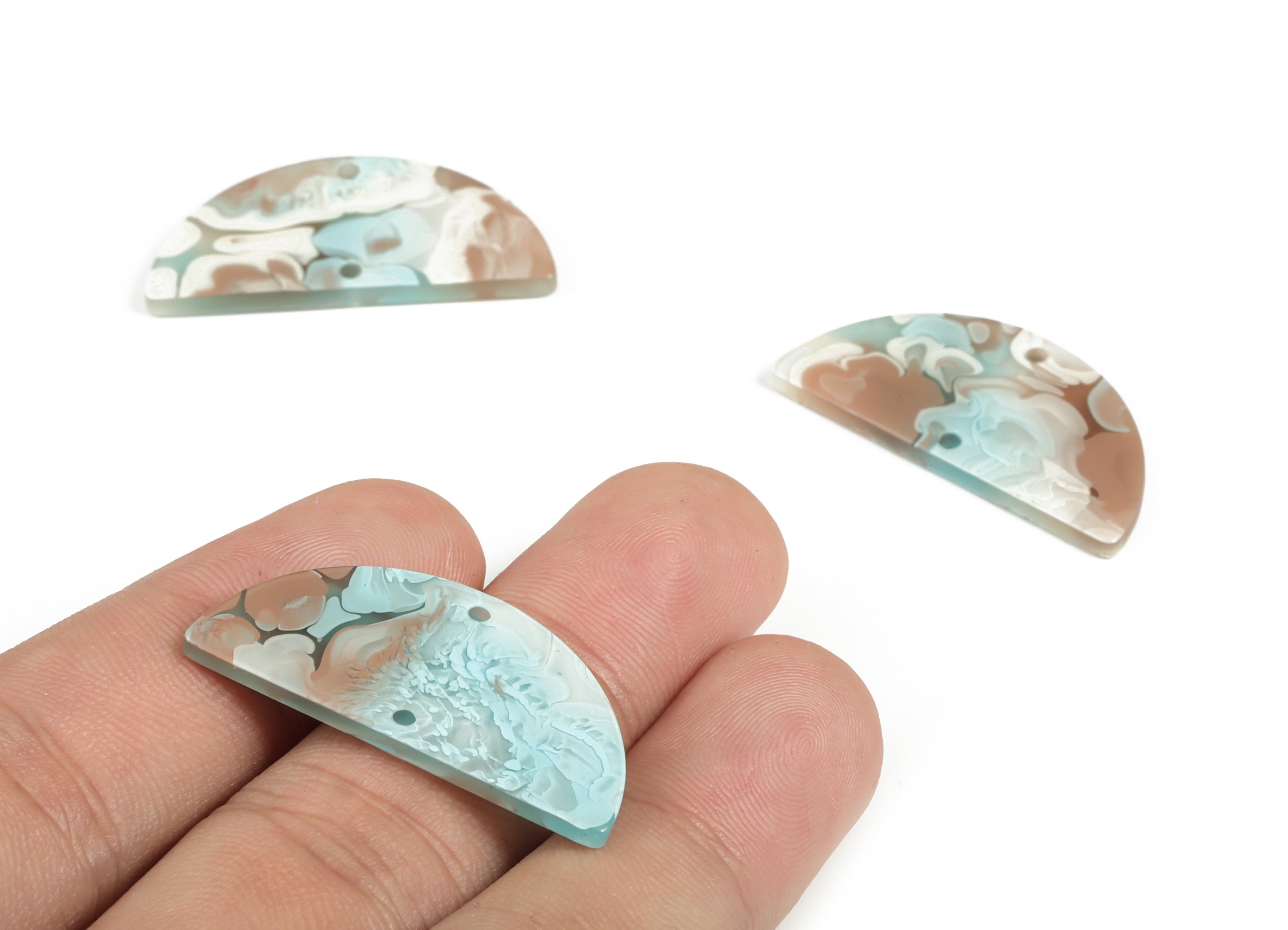 Acrylic Semicircle Earring Connectors - Acrylic Half Moon Charms - 2 Holes - Jewelry Supplies - Color Code:A585 - 34x17x2.1mm - AC1218-A585 - DOMEDBAZAAR