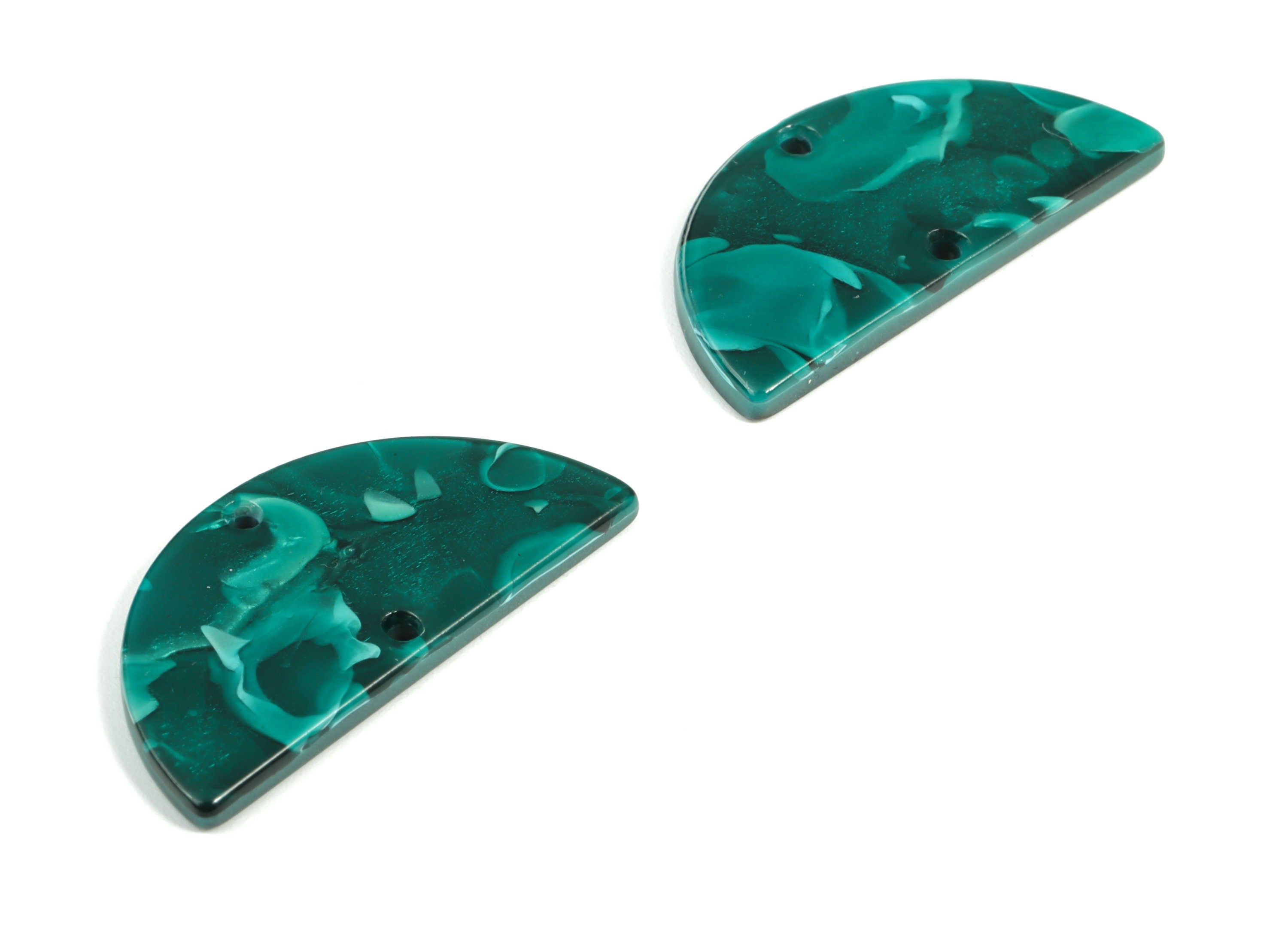 Acrylic Semicircle Earring Connectors - Acrylic Half Moon Charms - 2 Holes - Jewelry Supplies - Color Code:A624 - 34x17x2.6mm - AC1218-A624 - DOMEDBAZAAR