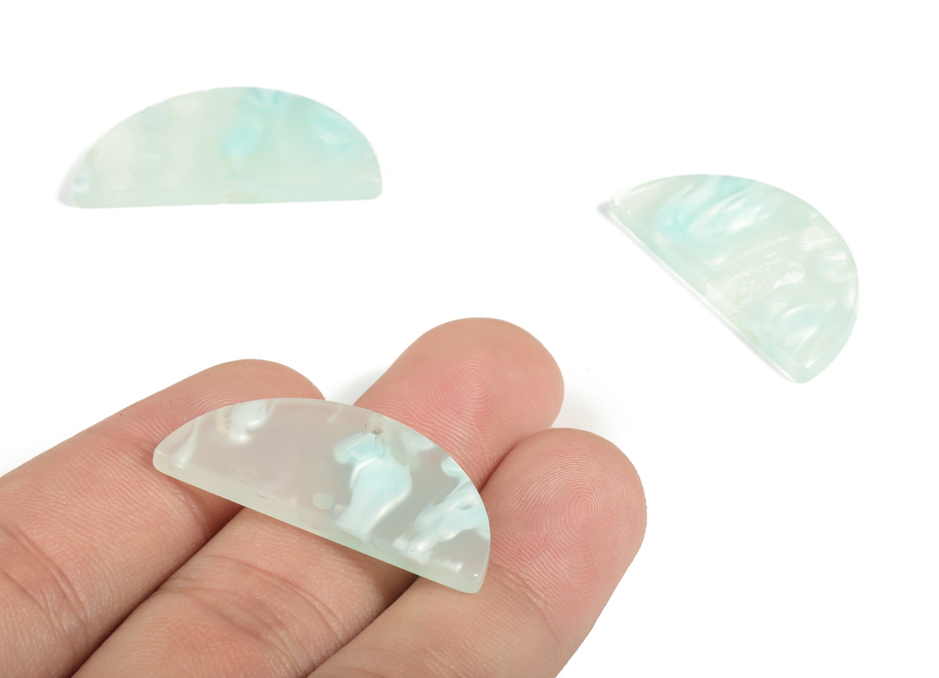 Acrylic Semicircle Earring Connectors - Acrylic Half Moon Charms - 2 Holes - Jewelry Supplies - Color Code:A599 - 34x17x2.5mm - AC1218-A599 - DOMEDBAZAAR