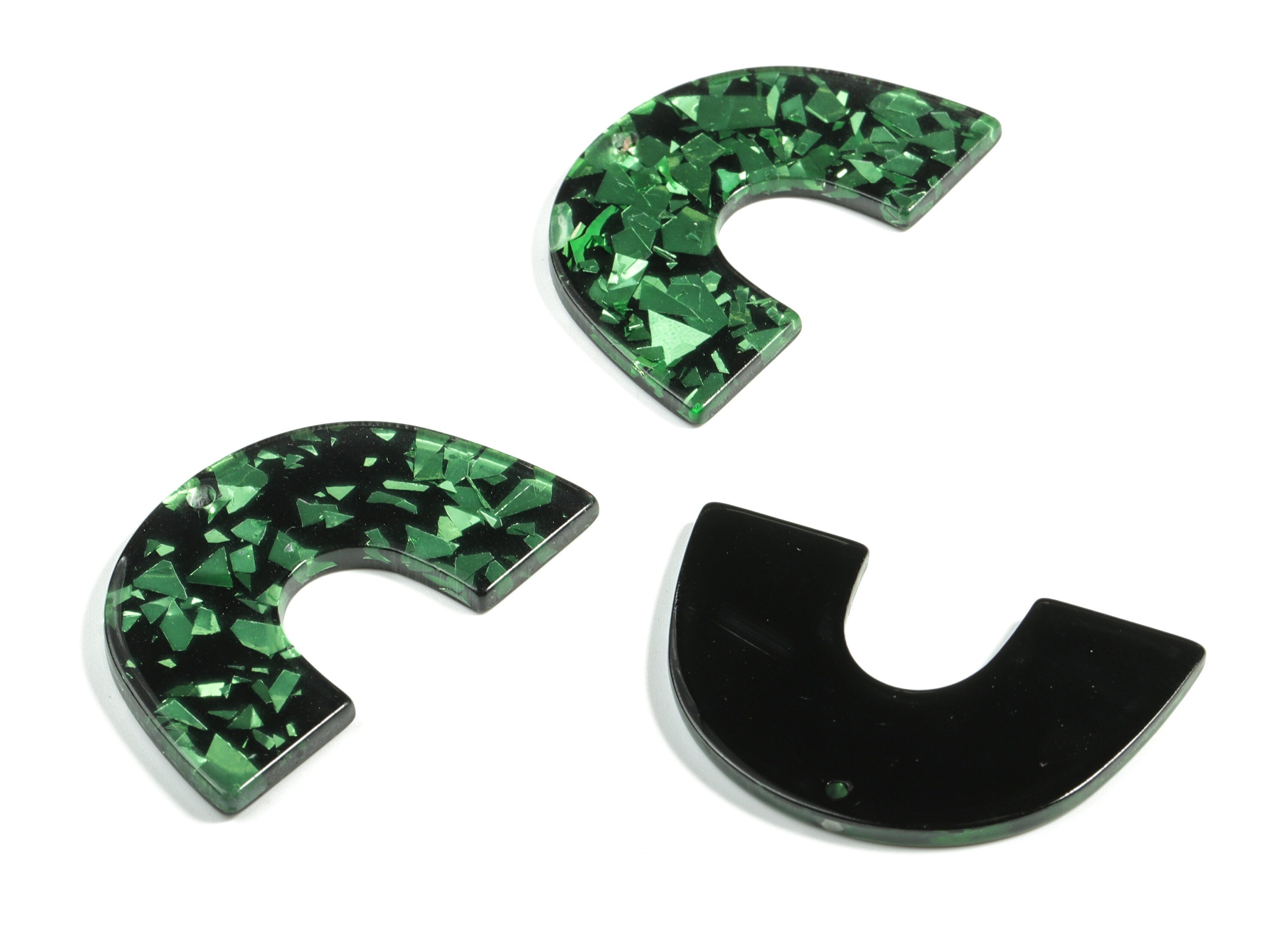 Acrylic Semicircle Earring Charms –Green Acrylic U Pendant - Jewelry Supplies - Color Code:A635 – 40.08x25.6x2.50mm - AC2018-A635 - DOMEDBAZAAR