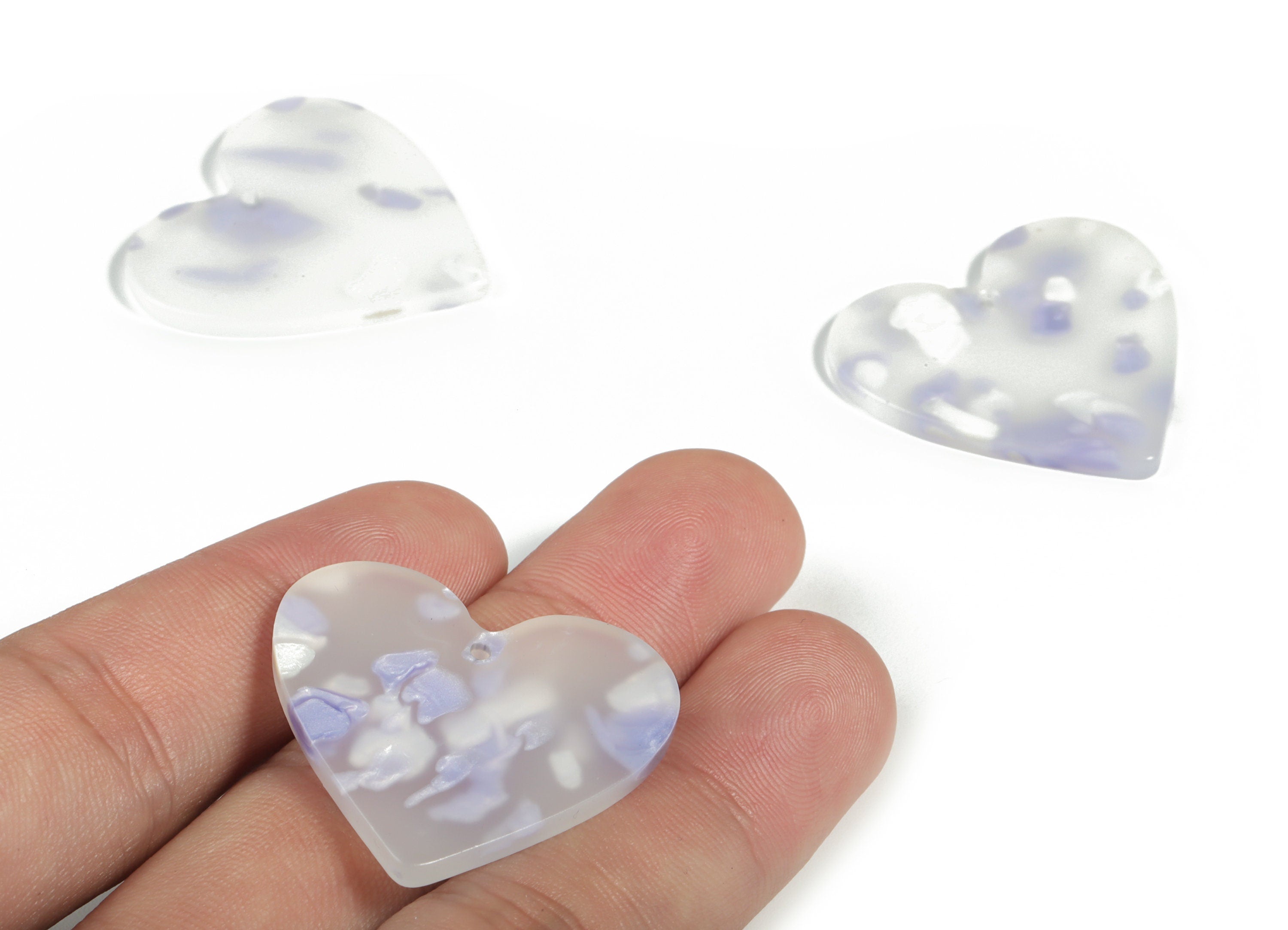 Acrylic Heart Earring Charms - Heart Pendant - Earring Findings - Jewelry Supplies - Color Code: A595 - 31.65x31.19x2.39mm - AC1431-A595 - DOMEDBAZAAR