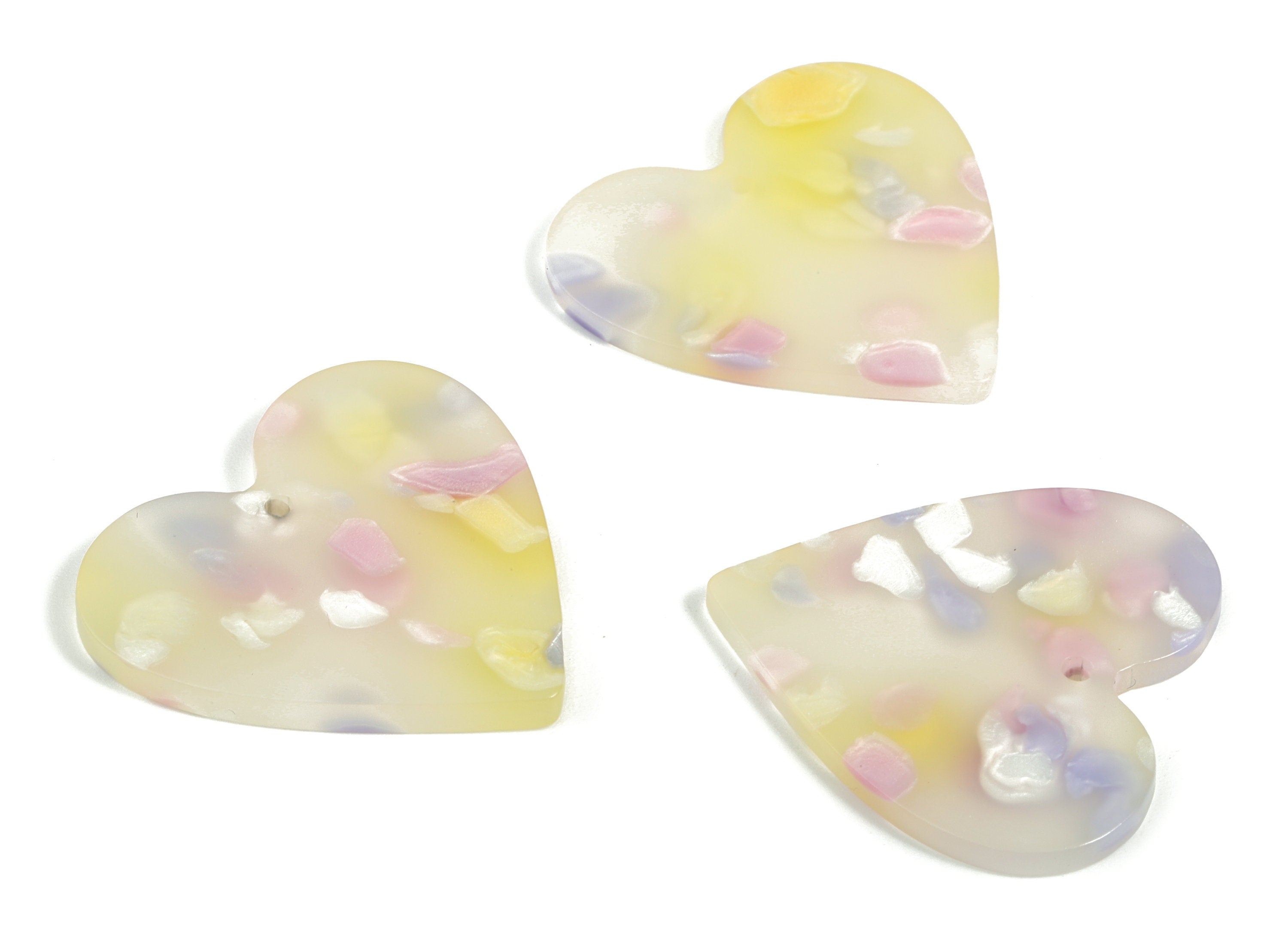 Acrylic Heart Earring Charms - Heart Pendant - Earring Findings - Jewelry Supplies - Color Code: A596 - 31.75x31.29x2.96mm - AC1431-A596 - DOMEDBAZAAR