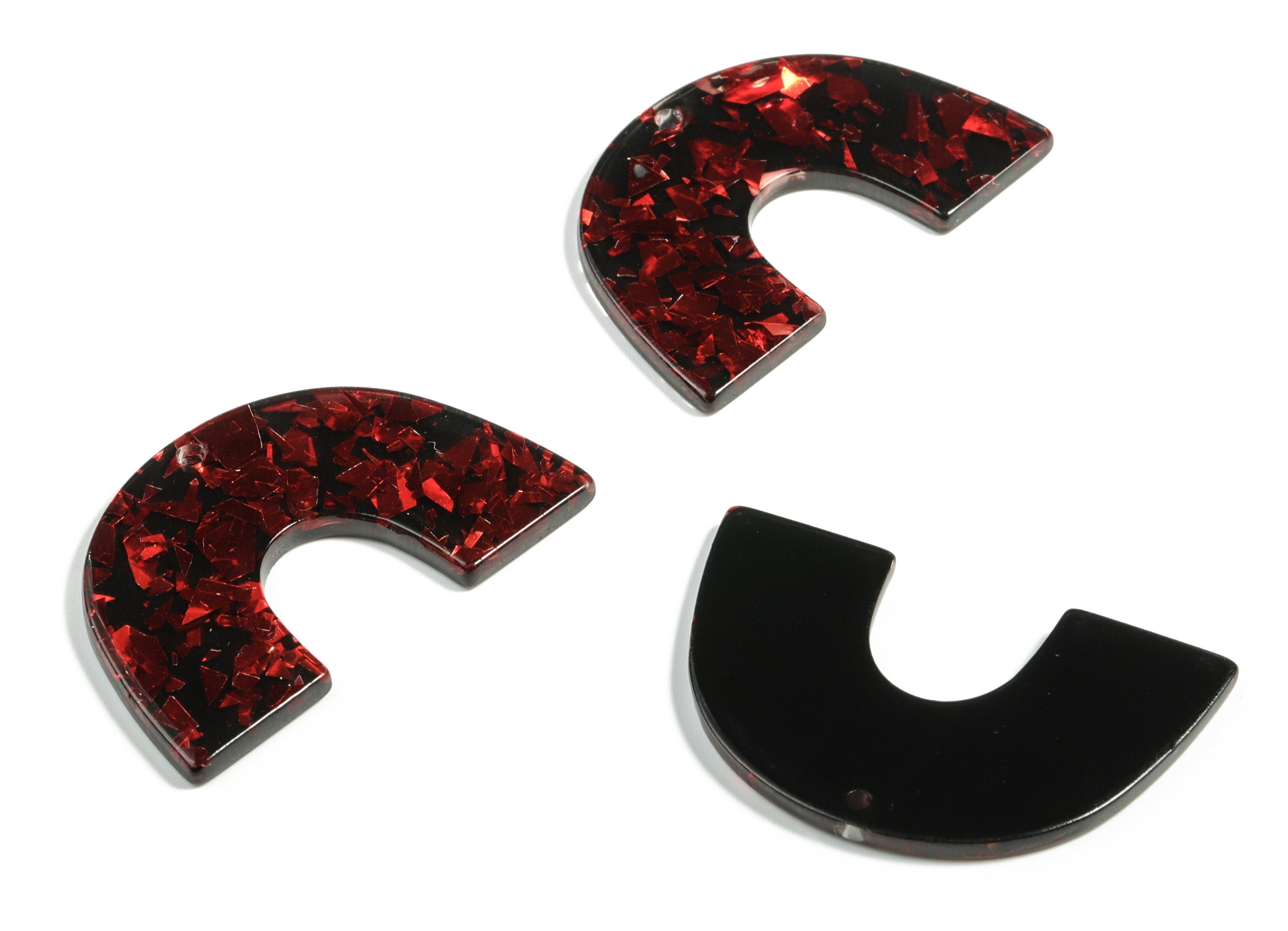 Acrylic Semicircle Earring Charms - Acrylic U Pendant- Jewelry Supplies - Color Code:A637 – 40.01x25.61x 2.57mm - AC2018-A637 - DOMEDBAZAAR