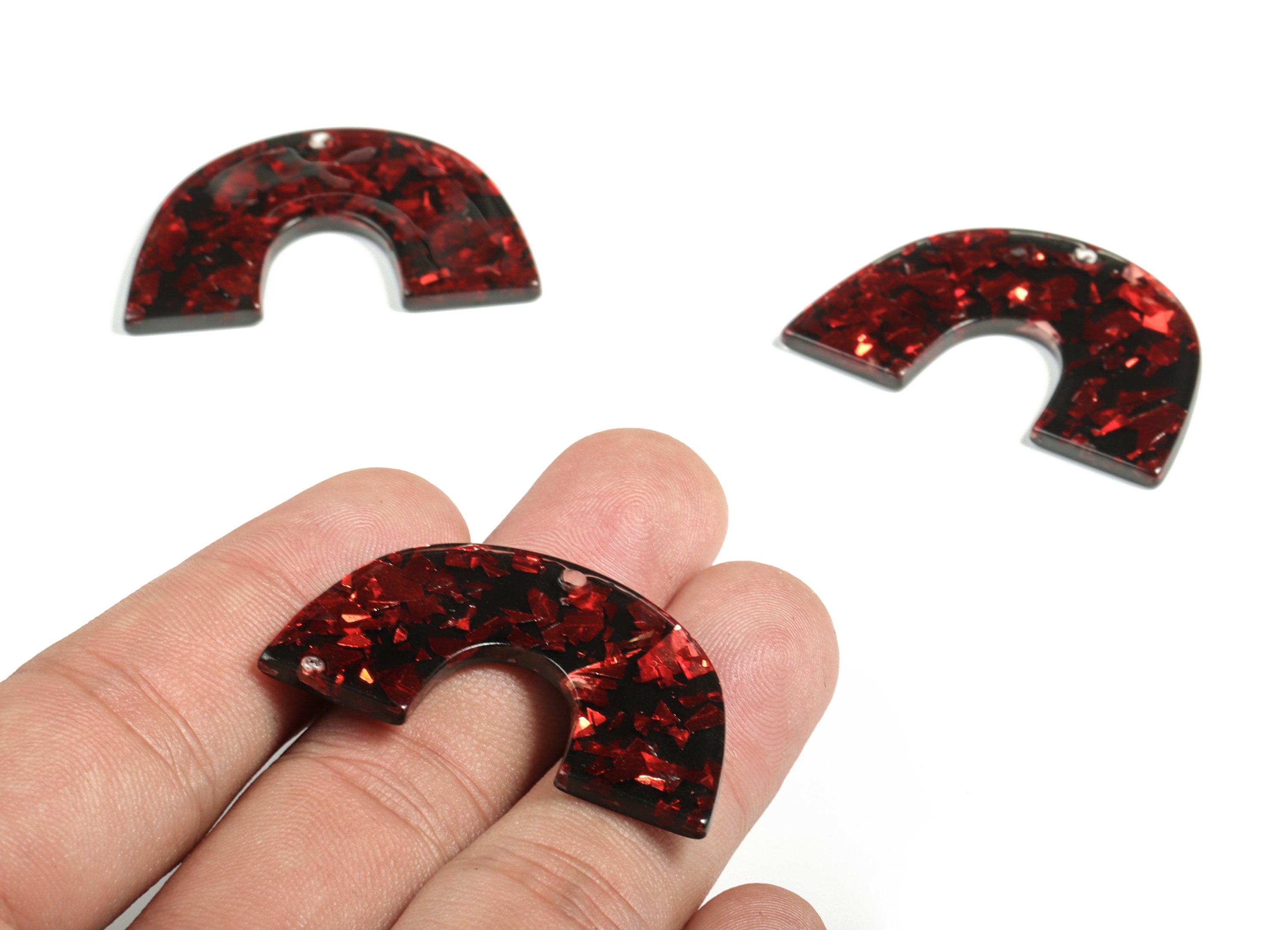 Acrylic Semicircle Earring Charms - Acrylic U Pendant- Jewelry Supplies - Color Code:A637 – 40.01x25.61x 2.57mm - AC2018-A637 - DOMEDBAZAAR