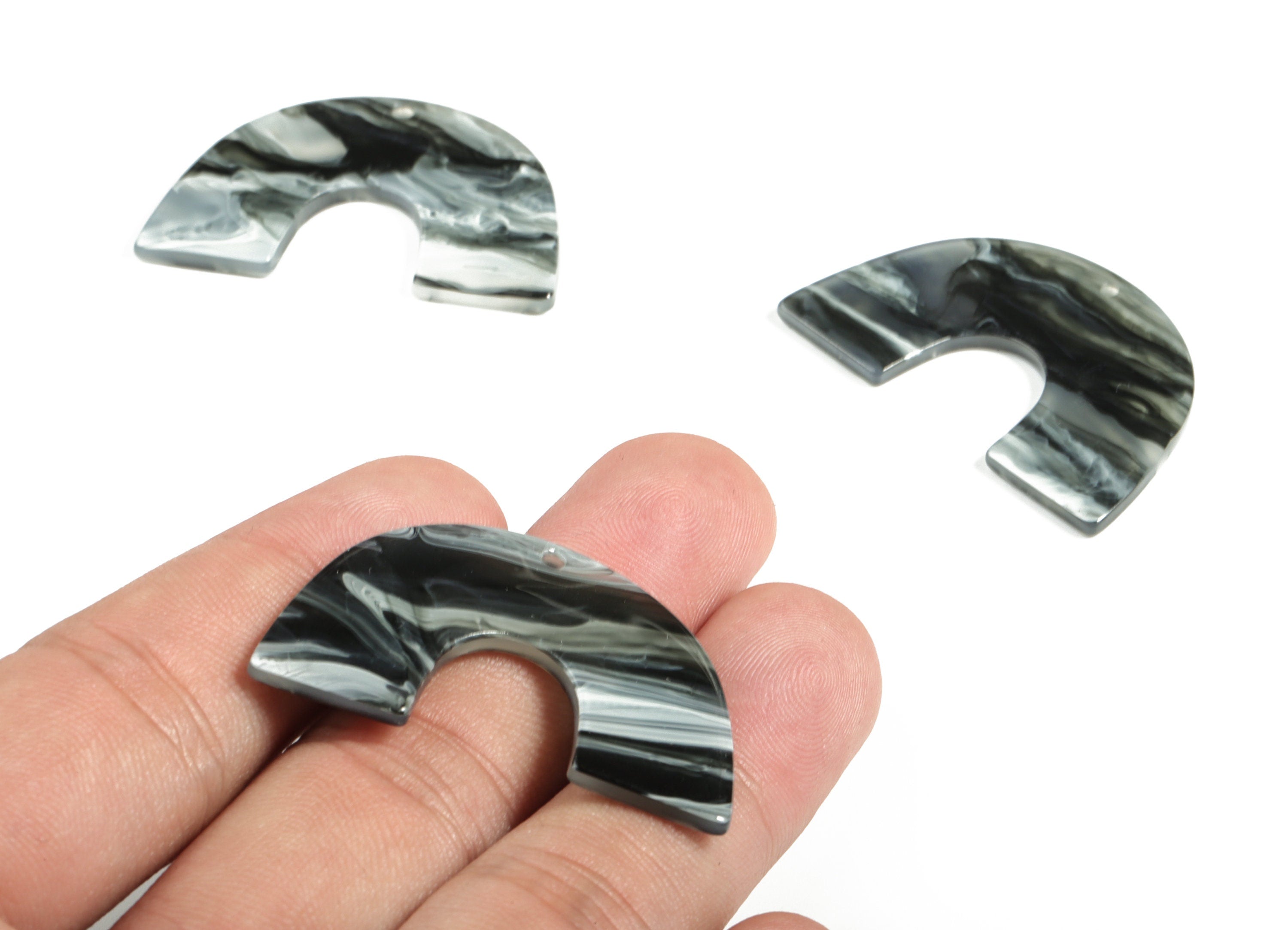 Acrylic Semicircle Earring Charms - Acrylic U Pendant - Jewelry Making Supplies - Color Code:A626 - 40.14x25.74x2.30mm - AC2018-A626 - DOMEDBAZAAR