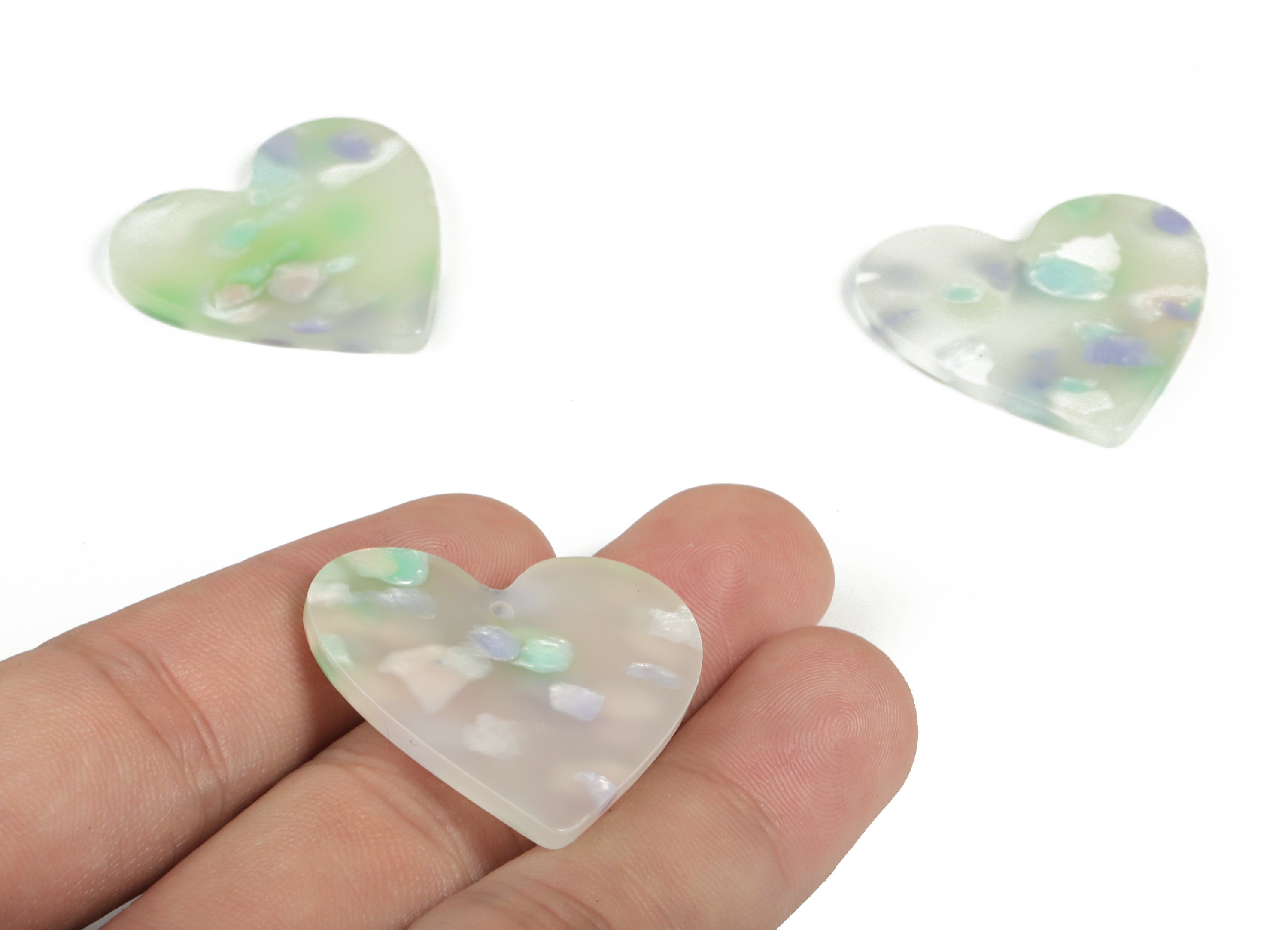 Acrylic Heart Earring Charms - Heart Pendant - Earring Findings - Jewelry Supplies - Color Code: A598 - 31.61x31.31x2.52mm - AC1431-A598 - DOMEDBAZAAR