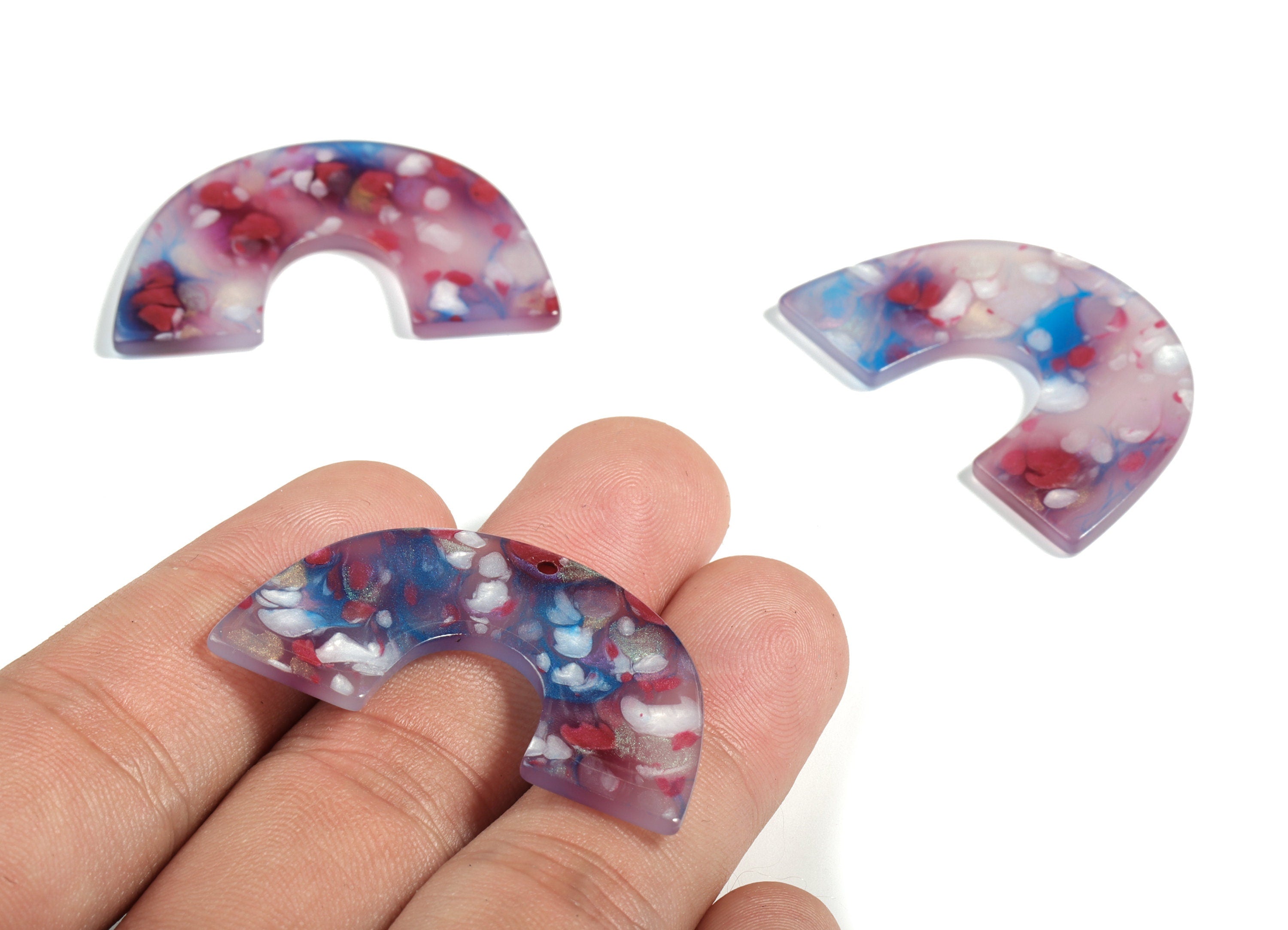 Acrylic Semicircle Earring Charms - Acrylic U Pandant - Earring Findings - Jewelry Supplies - Color Code:A609 - 40x25.6x2.4mm - AC2018-A609 - DOMEDBAZAAR