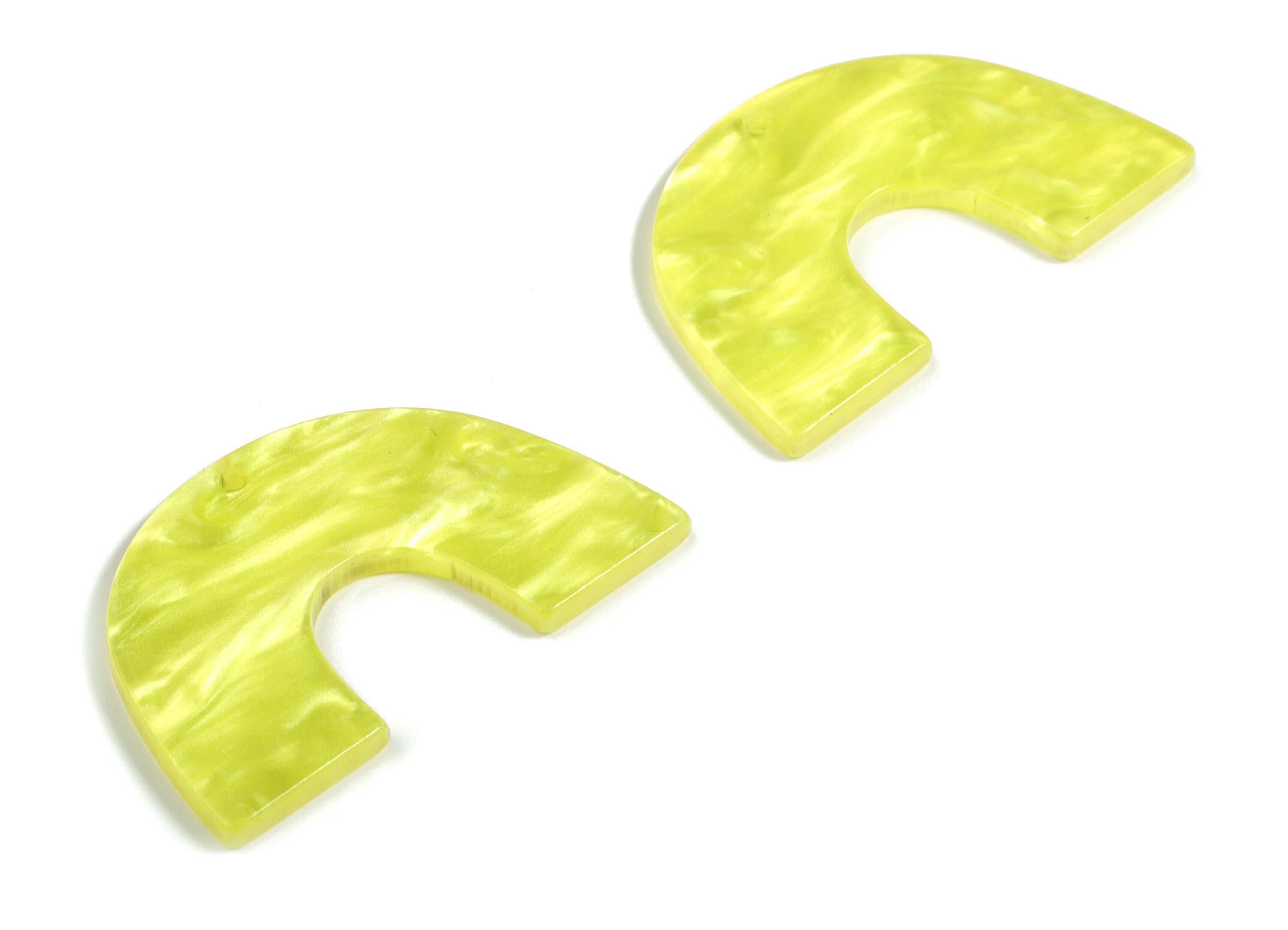 Acrylic Semicircle Earring Charms - Acrylic Yellow U Pendant - Jewelry Making Supplies - Color Code:A620 - 39.67x25.62x2.44mm - AC2018-A620 - DOMEDBAZAAR