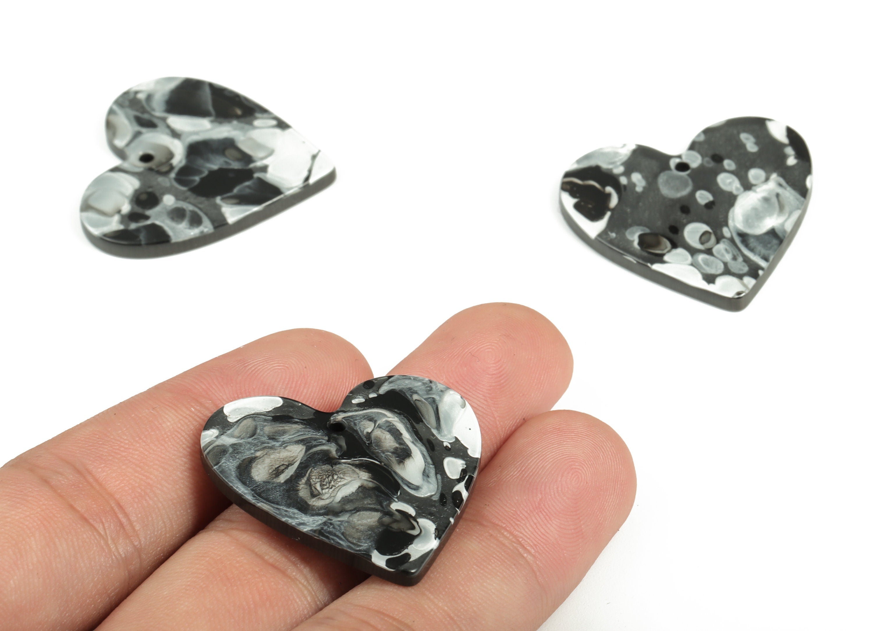 Acrylic Heart Earring Charms - Heart Pendant - Earring Findings - Jewelry Supplies - Color Code: A601 - 31.76x31.22x2.65mm - AC1431-A601 - DOMEDBAZAAR