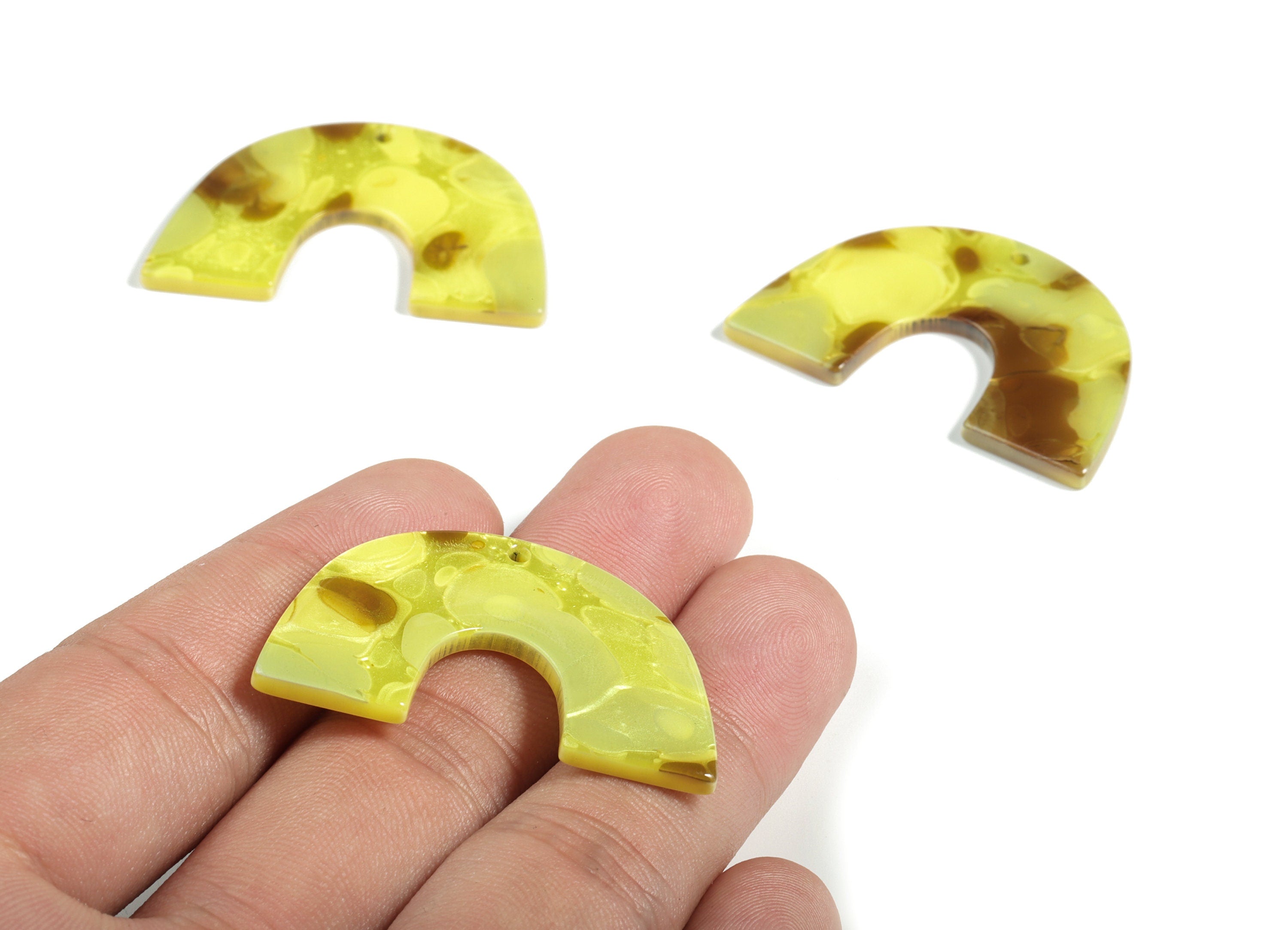 Acrylic Semicircle Earring Charms - Acrylic U Pendant- Jewelry Making Supplies - Color Code:A619 - 40.21x25.87x2.62mm - AC2018-A619 - DOMEDBAZAAR