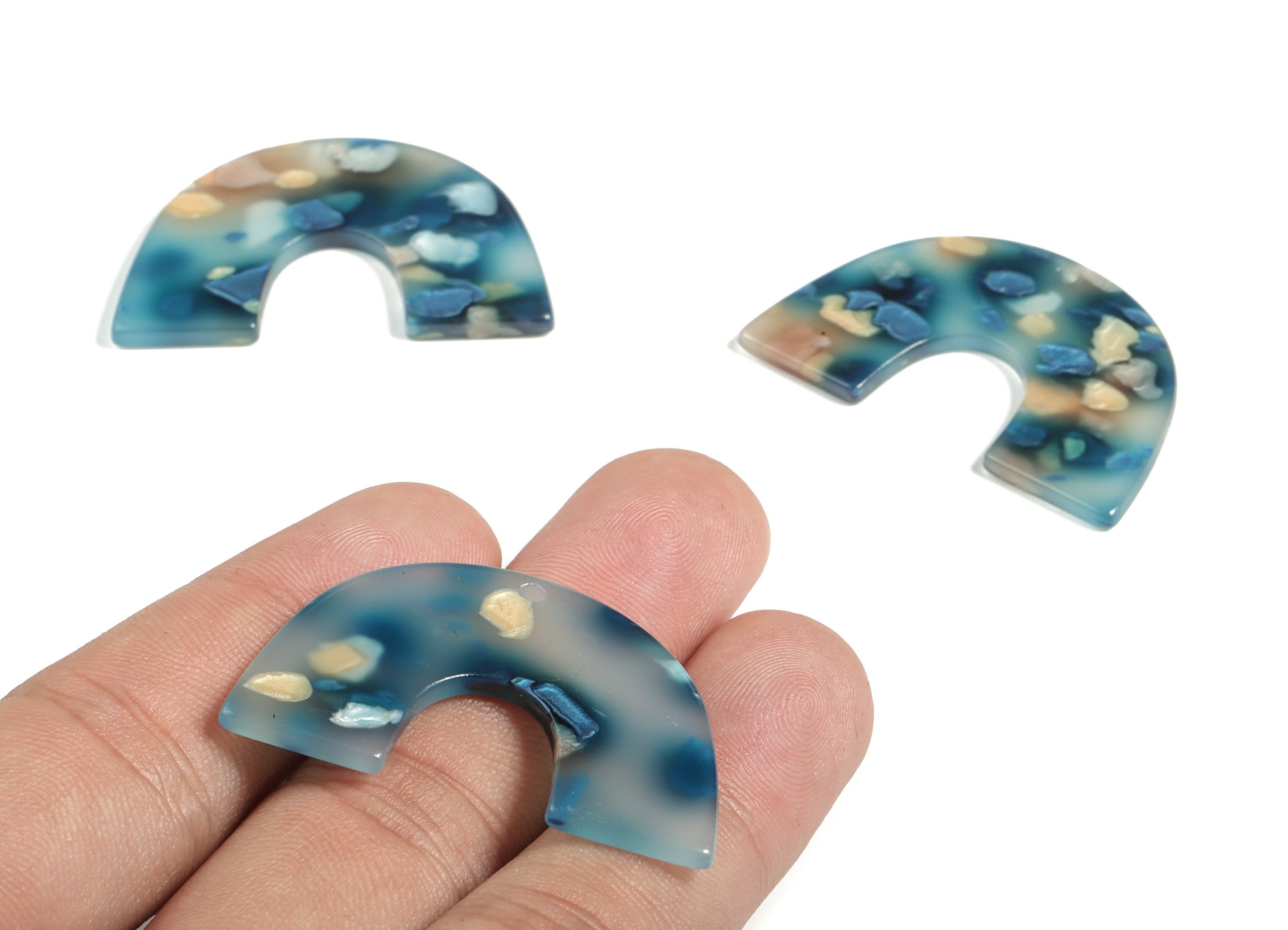 Acrylic Semicircle Earring Charms - Acrylic U Pandant - Earring Findings - Jewelry Supplies - Color Code:A600 - 40x25.8x2.4mm - AC2018-A600 - DOMEDBAZAAR