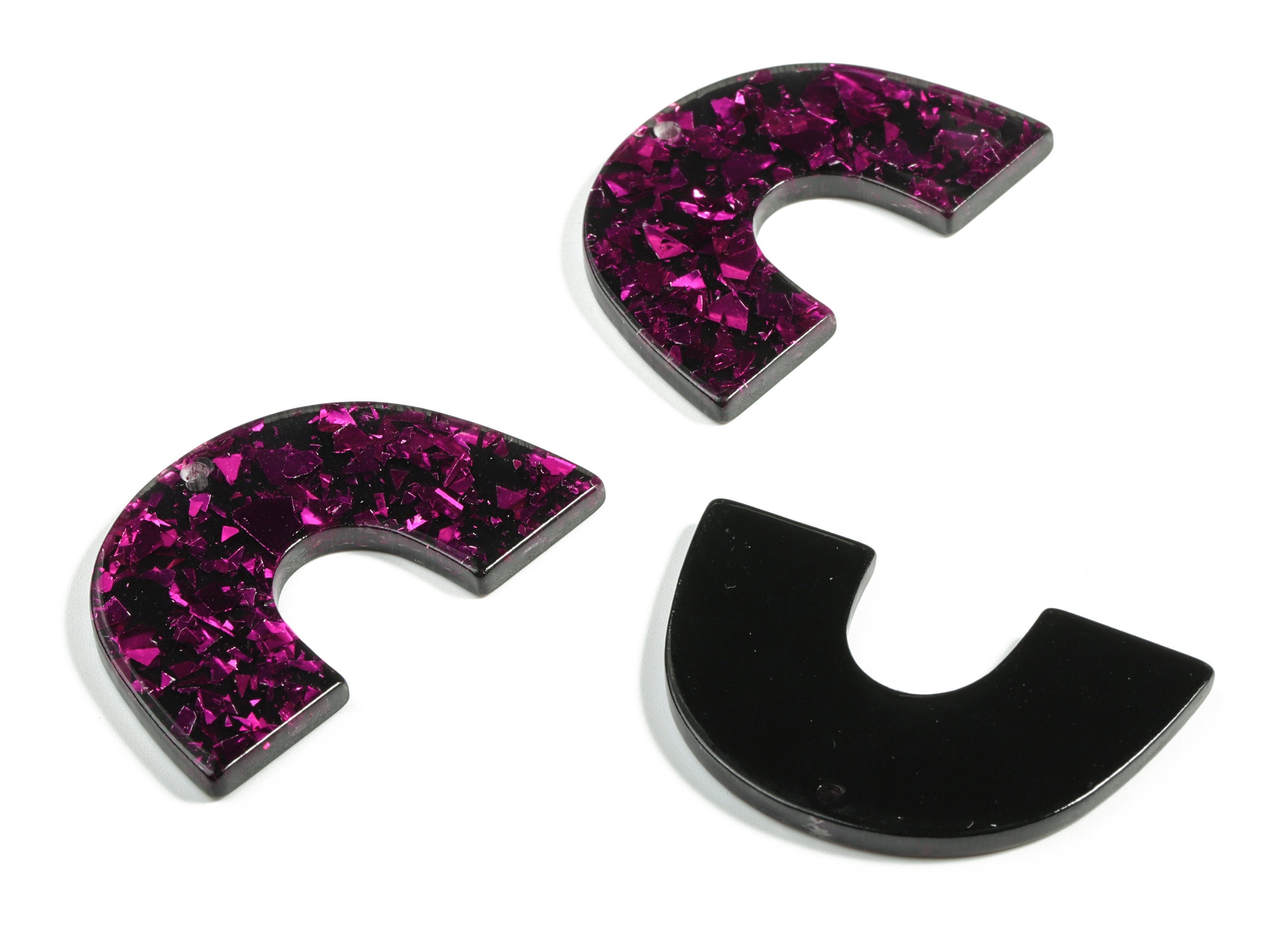 Acrylic Semicircle Earring Charms - Acrylic Purple U Pendant - Jewelry Supplies - Color Code:A636 – 40.16x25.36x 2.59mm - AC2018-A636 - DOMEDBAZAAR