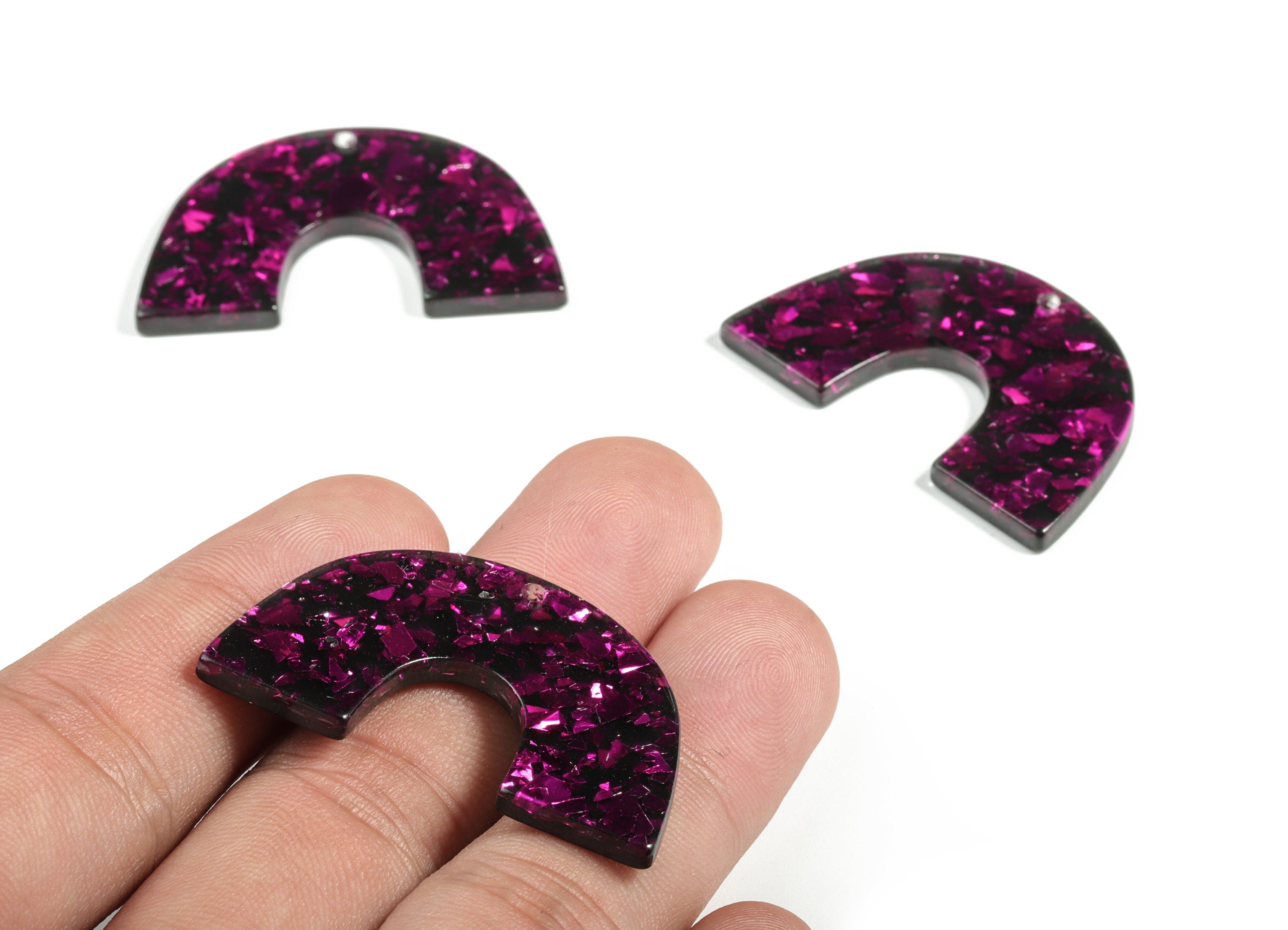 Acrylic Semicircle Earring Charms - Acrylic Purple U Pendant - Jewelry Supplies - Color Code:A636 – 40.16x25.36x 2.59mm - AC2018-A636 - DOMEDBAZAAR