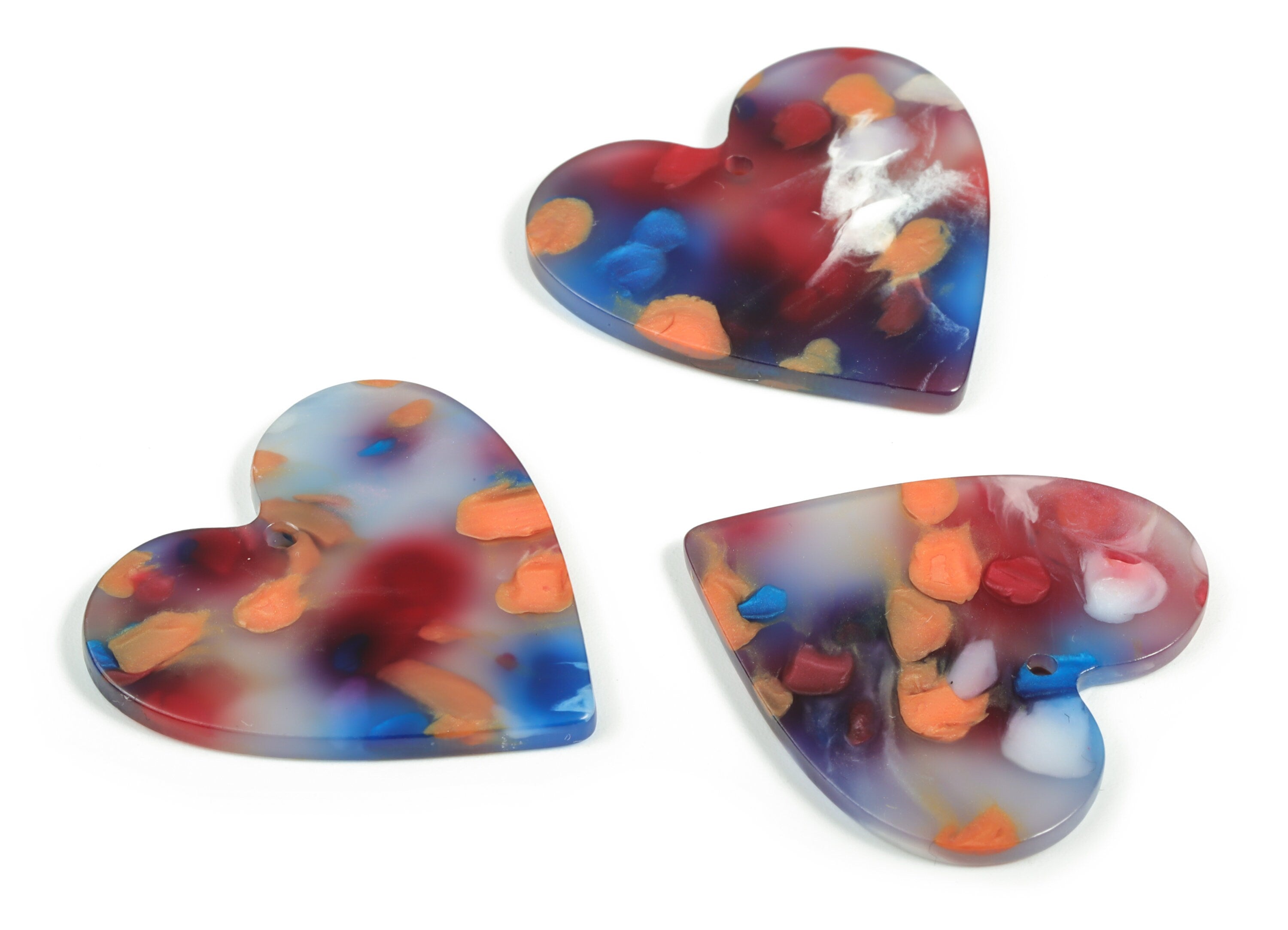 Acrylic Heart Earring Charms - Heart Pendant - Earring Findings - Jewelry Supplies - Color Code: A608 - 31.65x31.19x2.12mm - AC1431-A608 - DOMEDBAZAAR