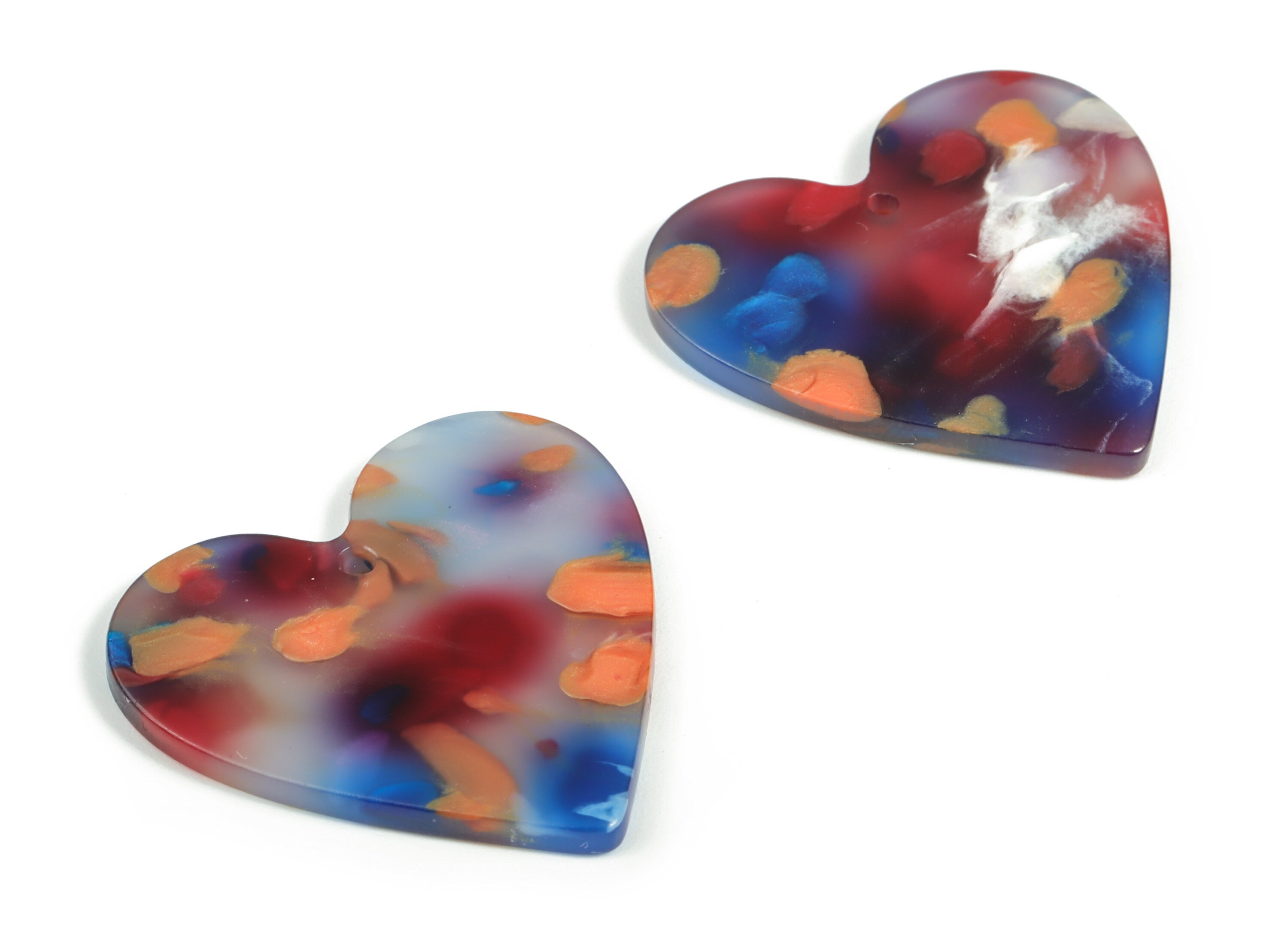 Acrylic Heart Earring Charms - Heart Pendant - Earring Findings - Jewelry Supplies - Color Code: A608 - 31.65x31.19x2.12mm - AC1431-A608 - DOMEDBAZAAR