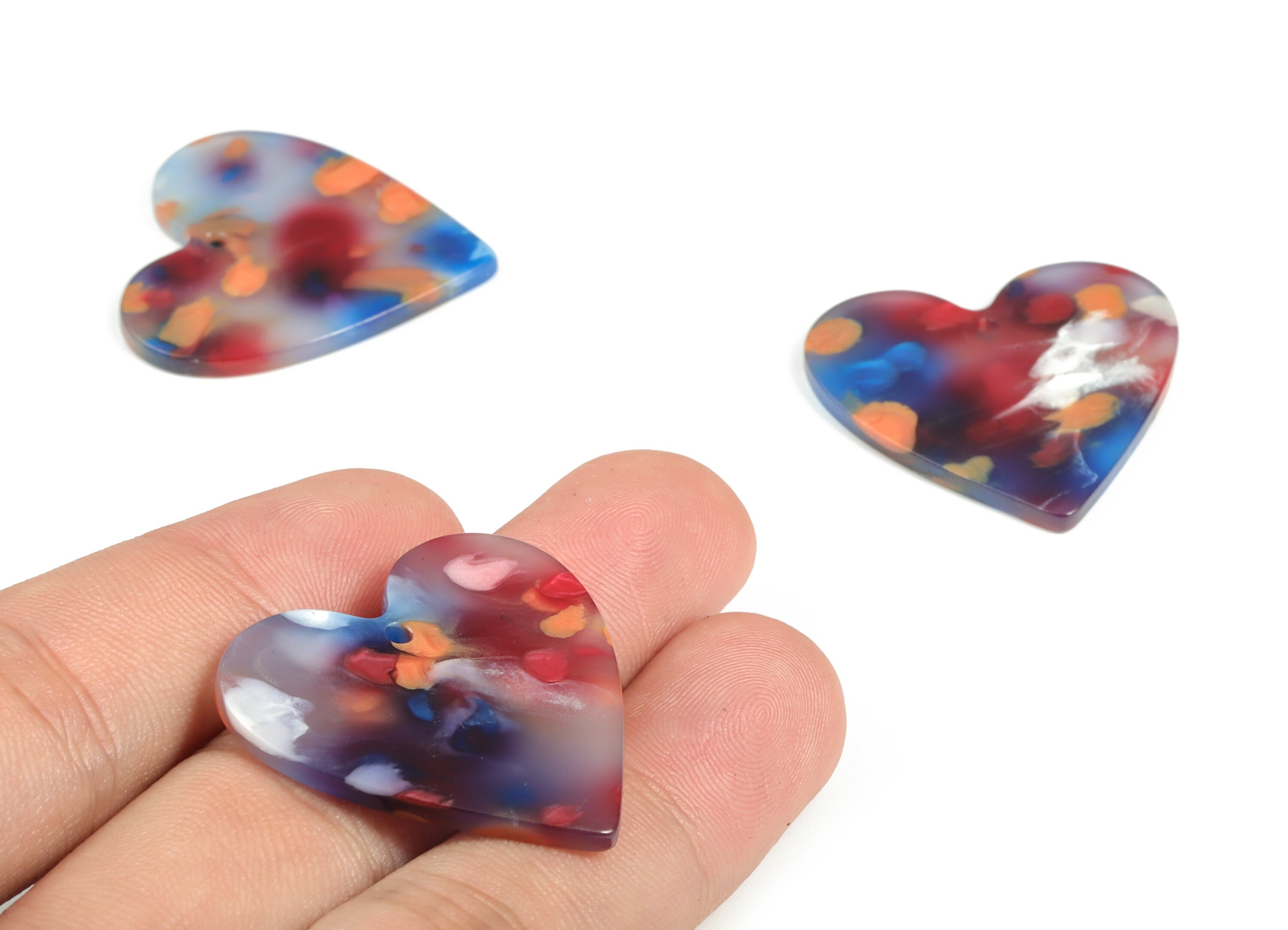 Acrylic Heart Earring Charms - Heart Pendant - Earring Findings - Jewelry Supplies - Color Code: A608 - 31.65x31.19x2.12mm - AC1431-A608 - DOMEDBAZAAR