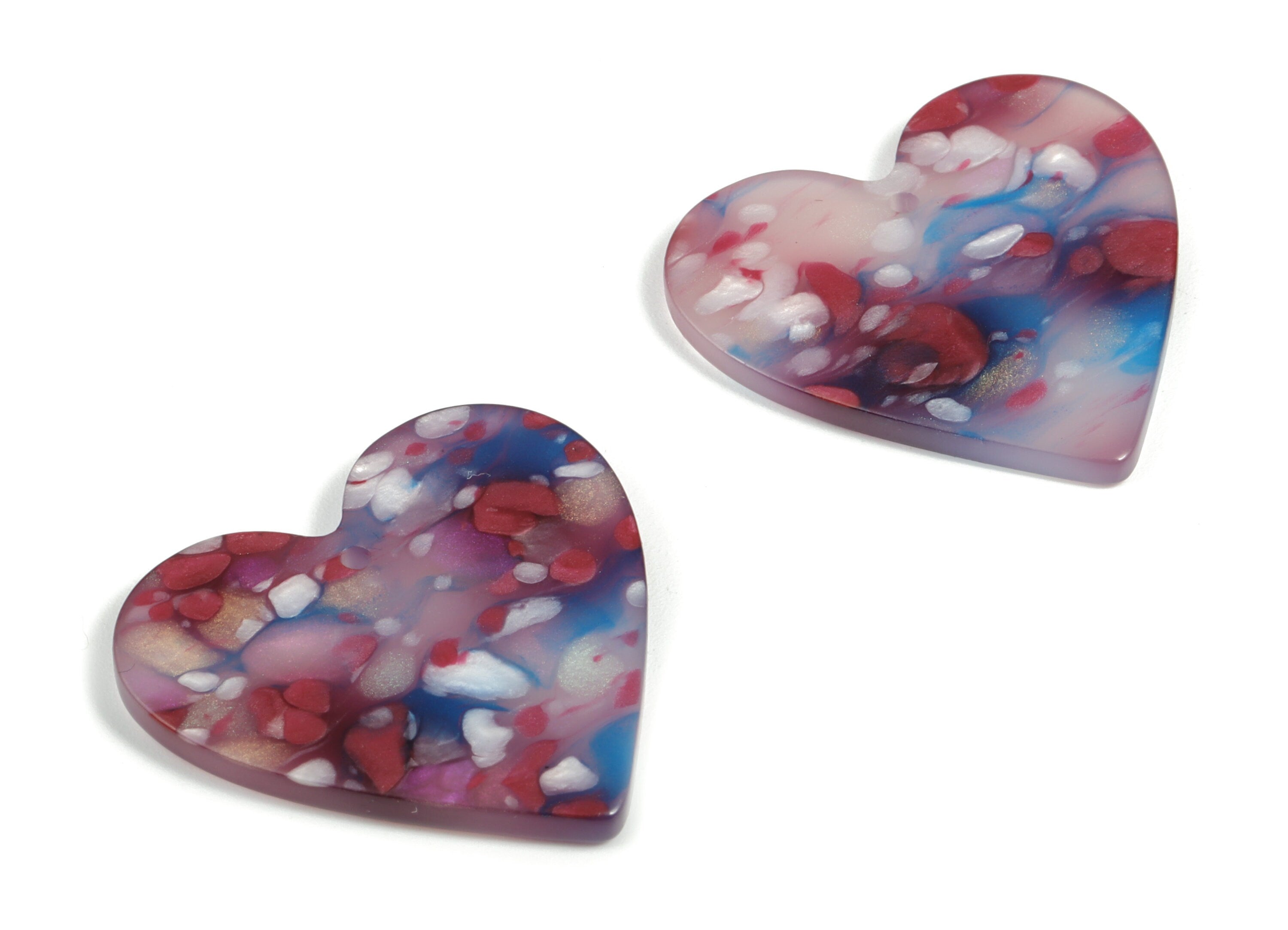Acrylic Heart Earring Charms - Heart Pendant - Earring Findings - Jewelry Supplies - Color Code: A609 - 31.57x31.06x2.19mm - AC1431-A609 - DOMEDBAZAAR