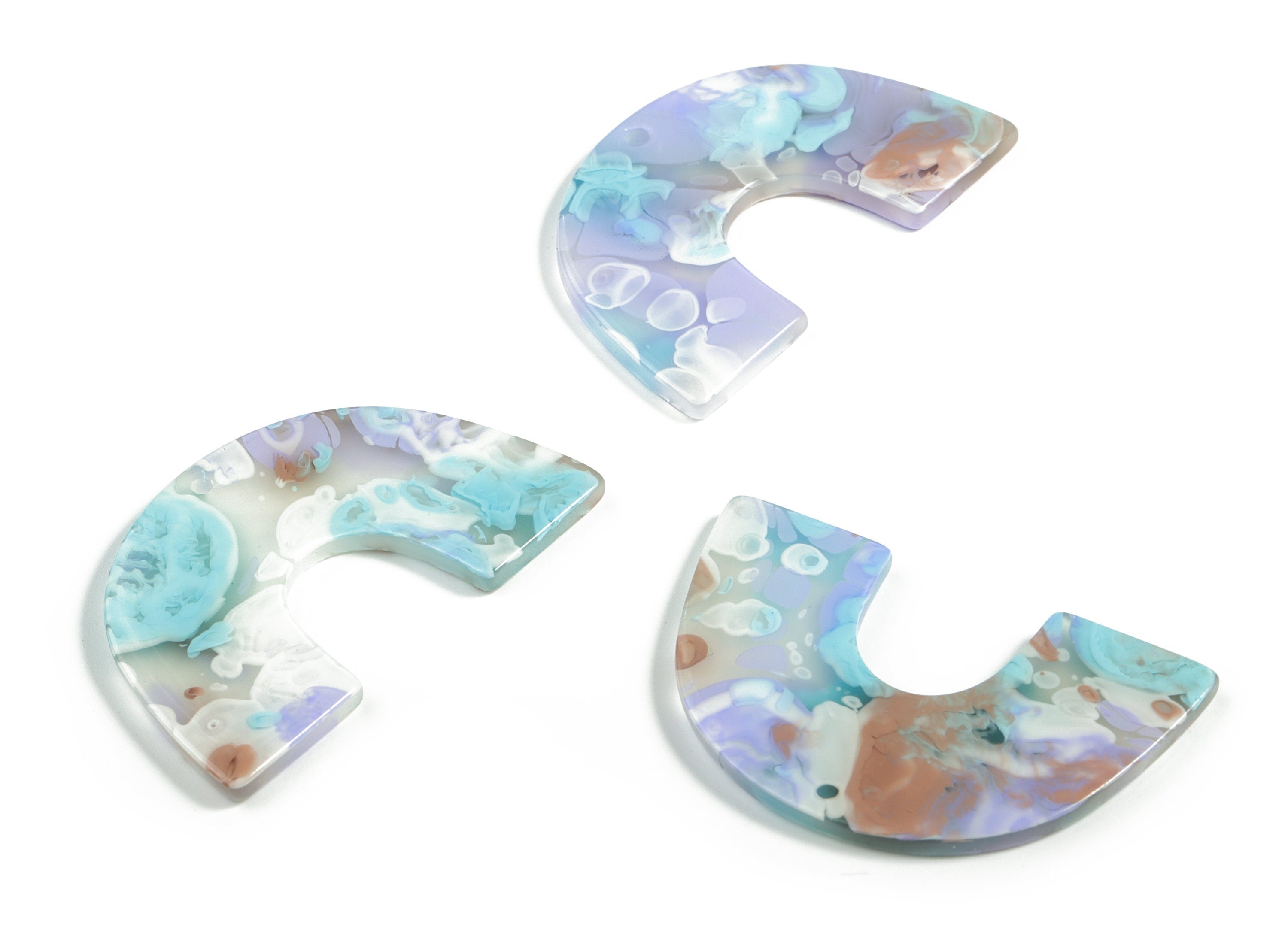 Acrylic U Pendant - Acrylic Semicircle Earring Charm - Earring Finding - Jewelry Supplies- Color Code:A584 – 49.79x25.8x2.72mm- AC2018-A584 - DOMEDBAZAAR