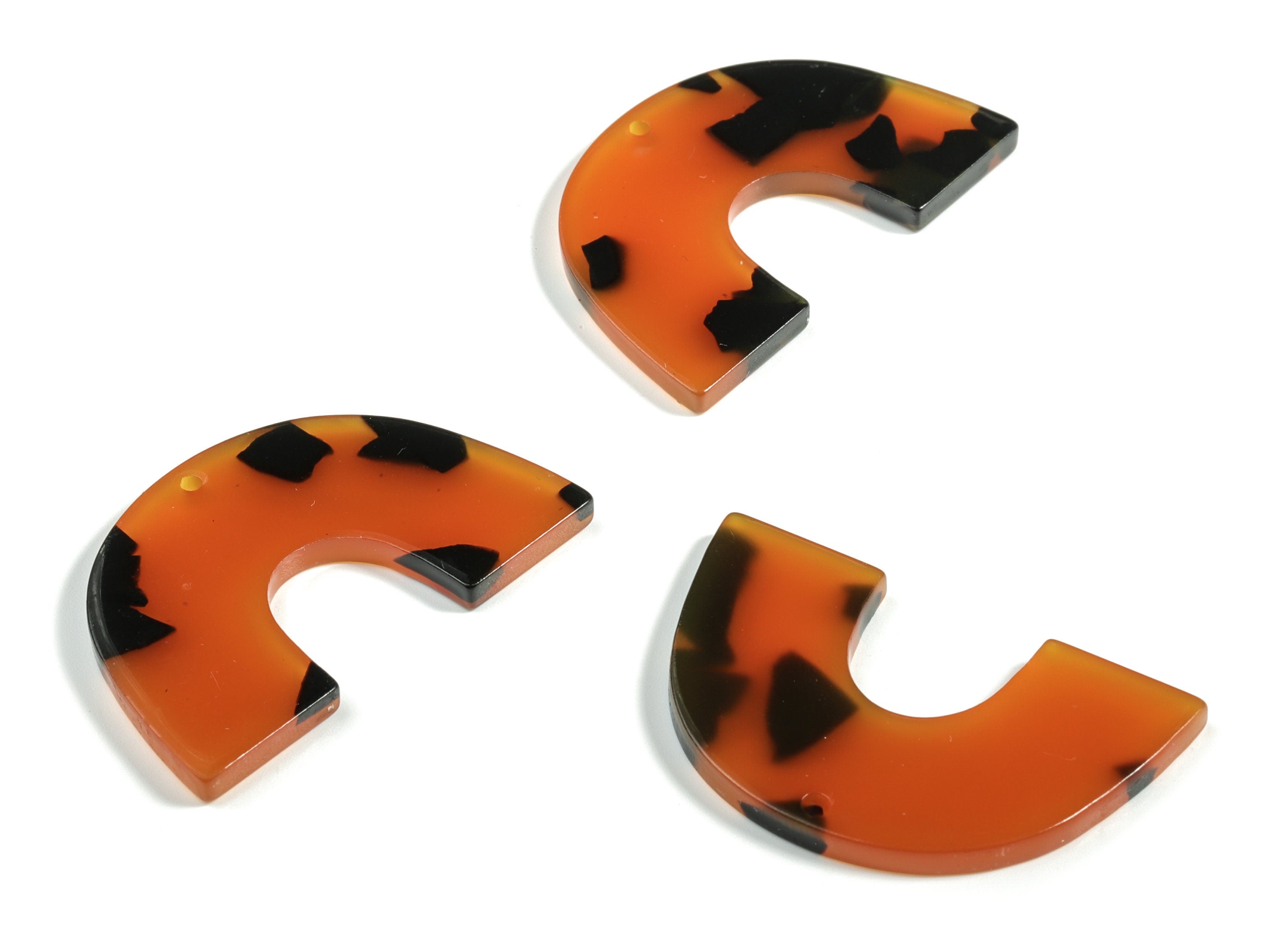 Acrylic Semicircle Earring Charms - Acrylic U Pendant - Tortoise Shell Charm - Color Code:A623 - 40.39x25.62x2.91mm - AC2018-A623 - DOMEDBAZAAR