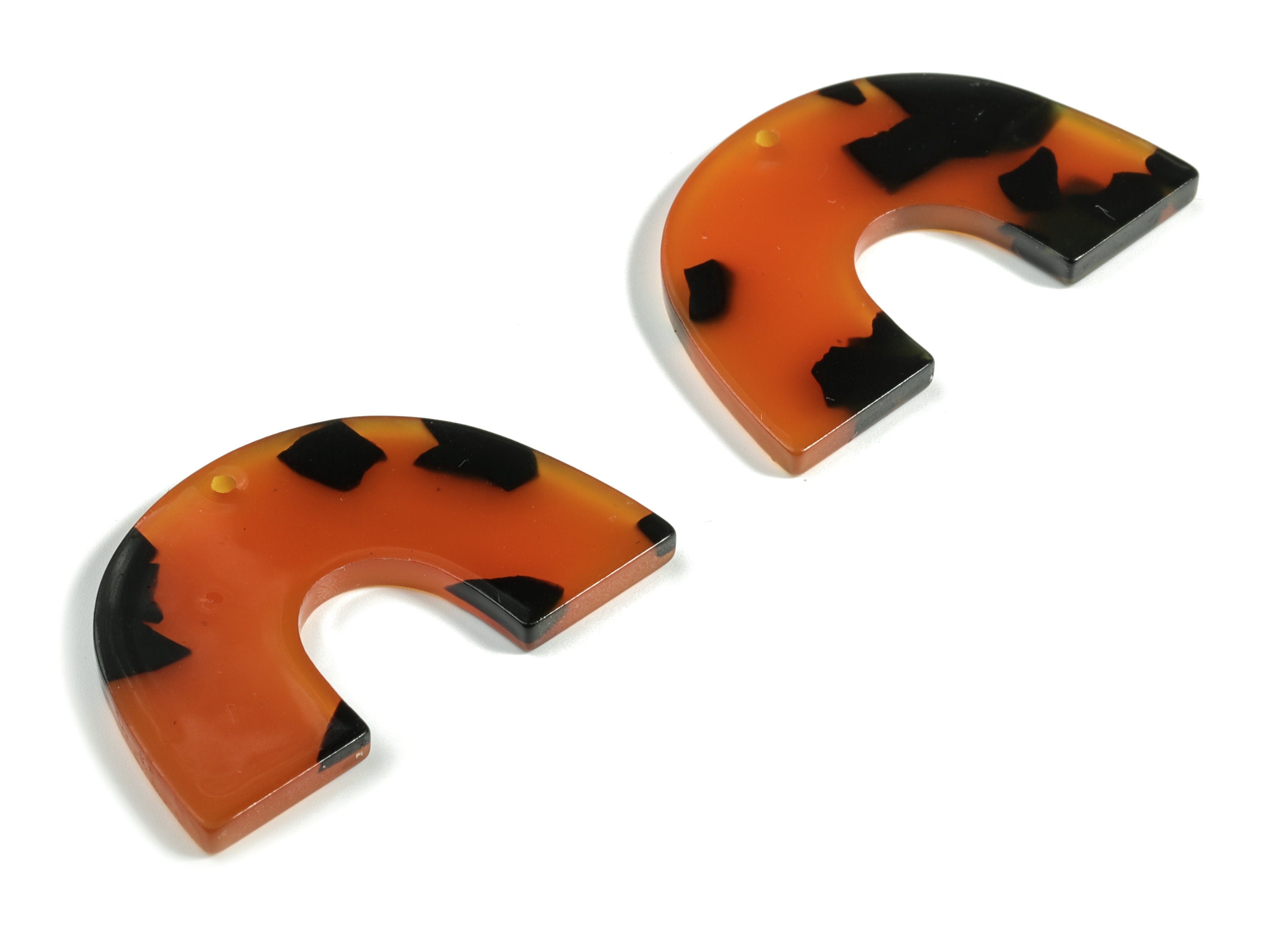 Acrylic Semicircle Earring Charms - Acrylic U Pendant - Tortoise Shell Charm - Color Code:A623 - 40.39x25.62x2.91mm - AC2018-A623 - DOMEDBAZAAR