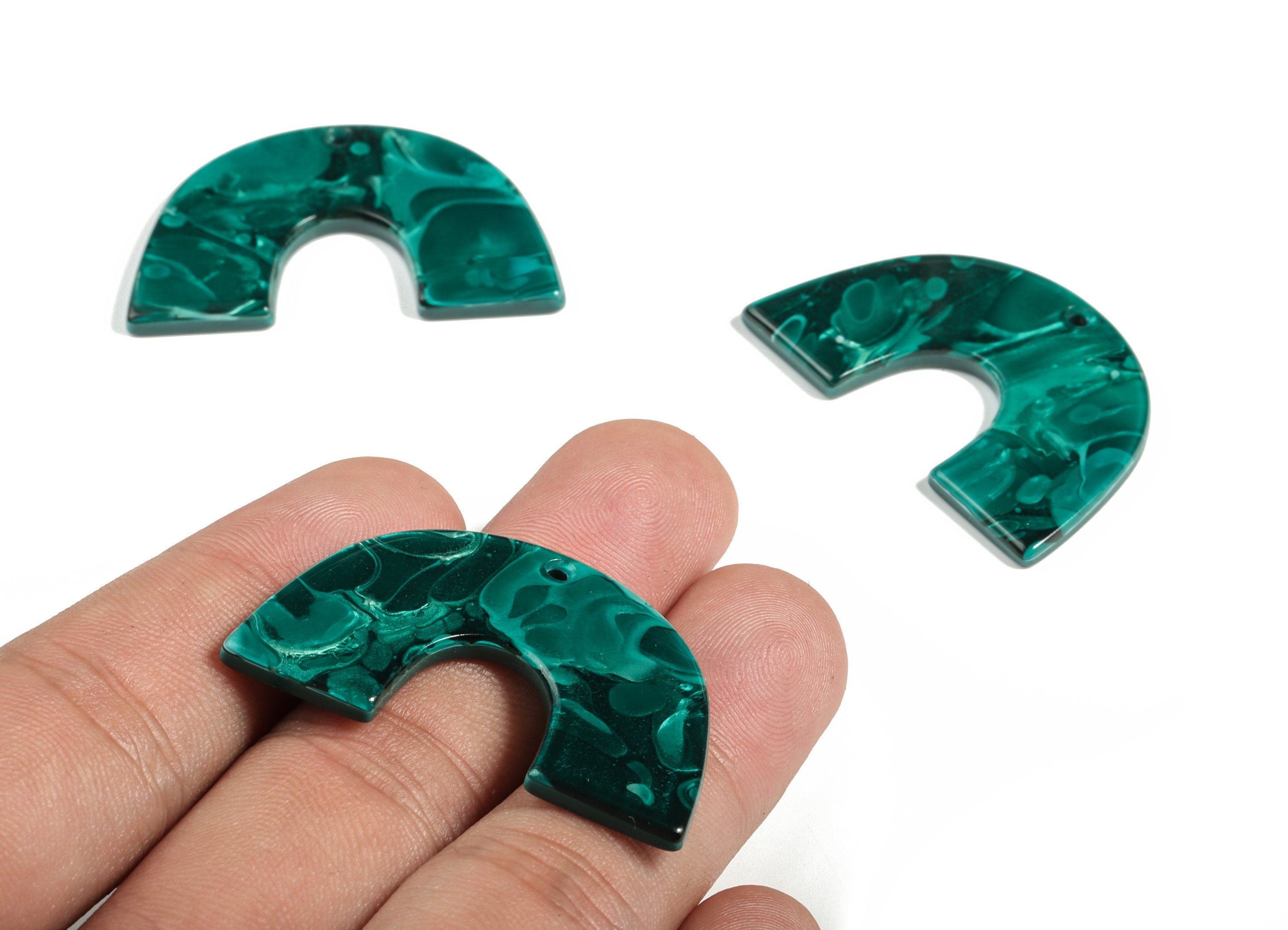 Acrylic Semicircle Earring Charms - Acrylic U Pendant - Earring Finding - Jewelry Supplies - Color Code: A624 - 40x25.7x2.27mm - AC2018-A624 - DOMEDBAZAAR